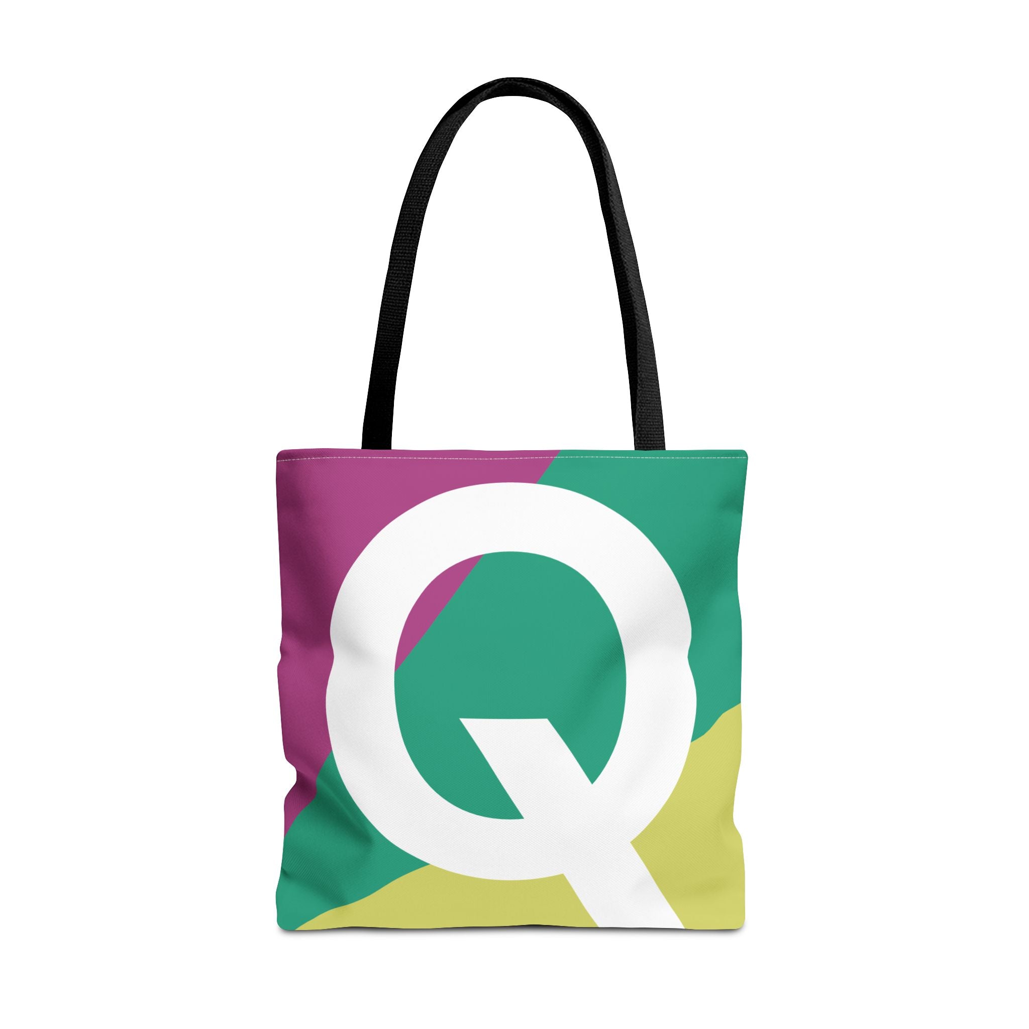 Monogram 'Q' Colorblock Tote Bag — Personalized Initial Q Shoulder Tote
