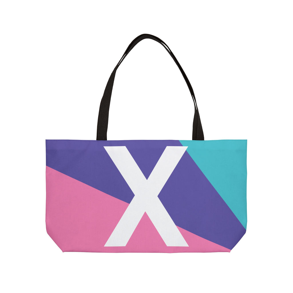 Personalized 'X' Colorblock Tote Bag — Monogram Weekender Tote