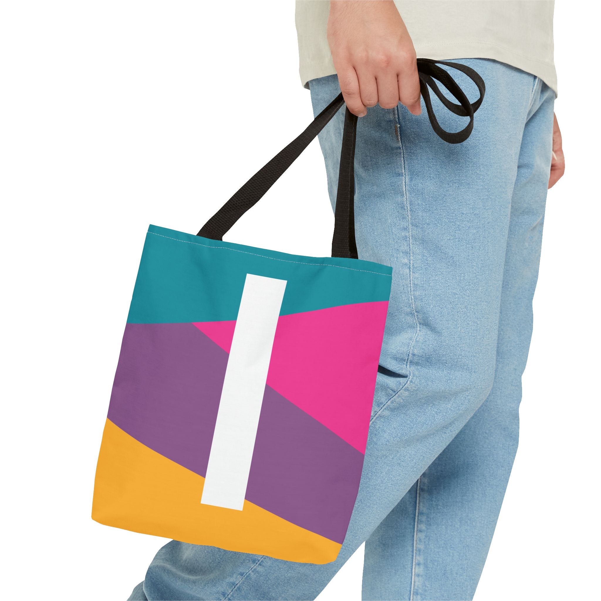 Monogram 'I' Colorblock Tote Bag — Personalized Initial I Shoulder Tote
