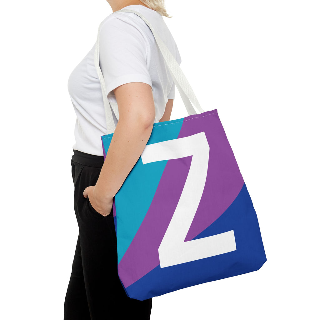 Monogram 'Z' Colorblock Tote Bag — Personalized Initial Z Shoulder Tote