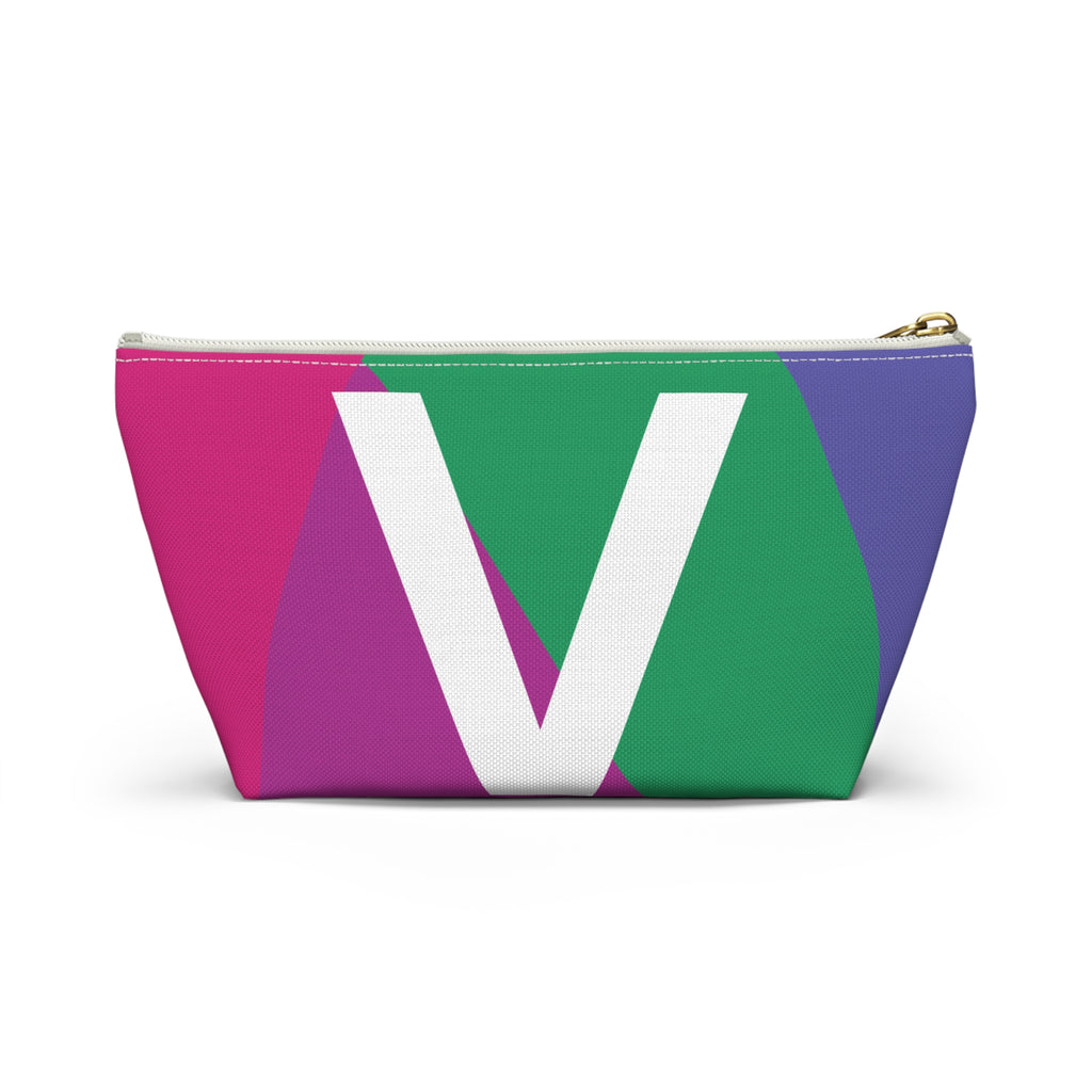 Initials Colorblock Accessory Pouch — Monogram V T-Bottom Cosmetic Bag