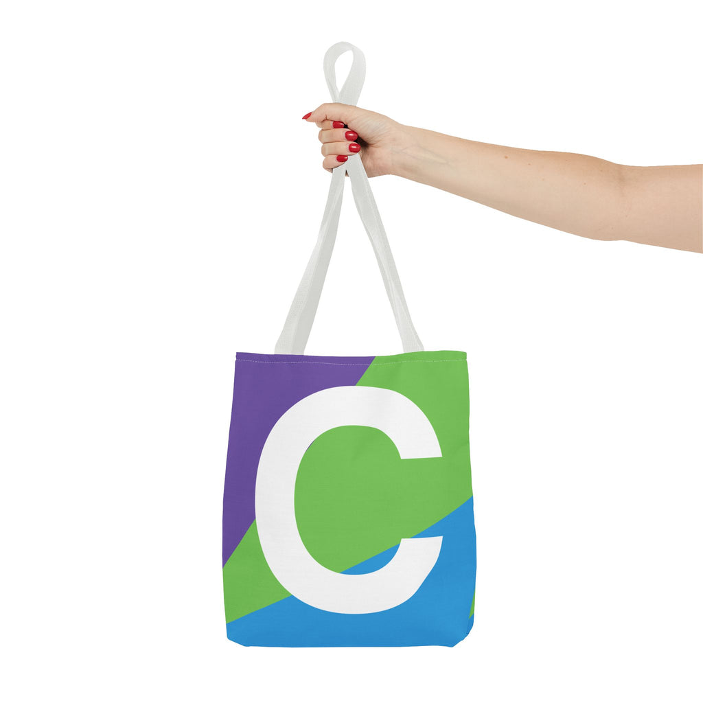 Monogram 'C' Colorblock Tote Bag — Personalized Initial C Shoulder Tote