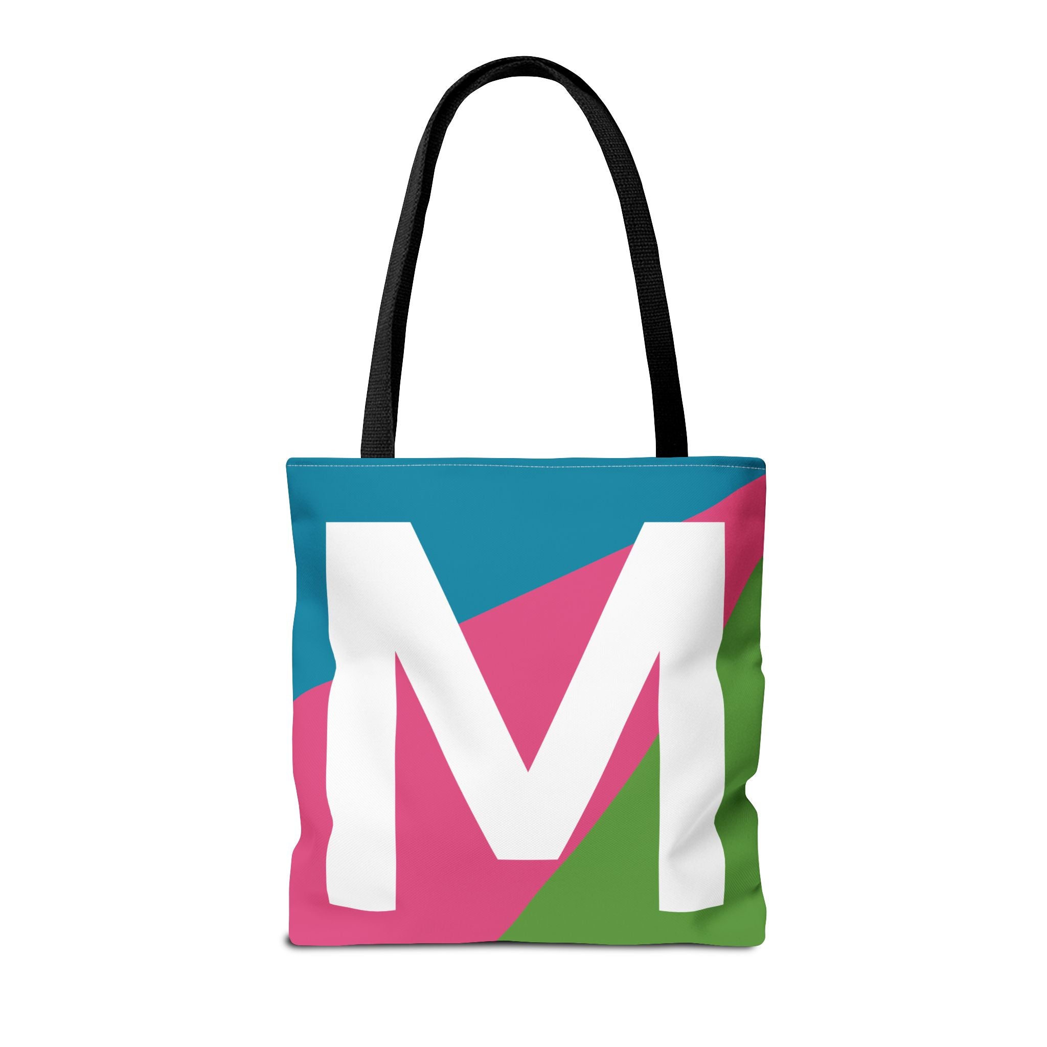 Monogram 'M' Colorblock Tote Bag — Personalized Initial M Shoulder Tote