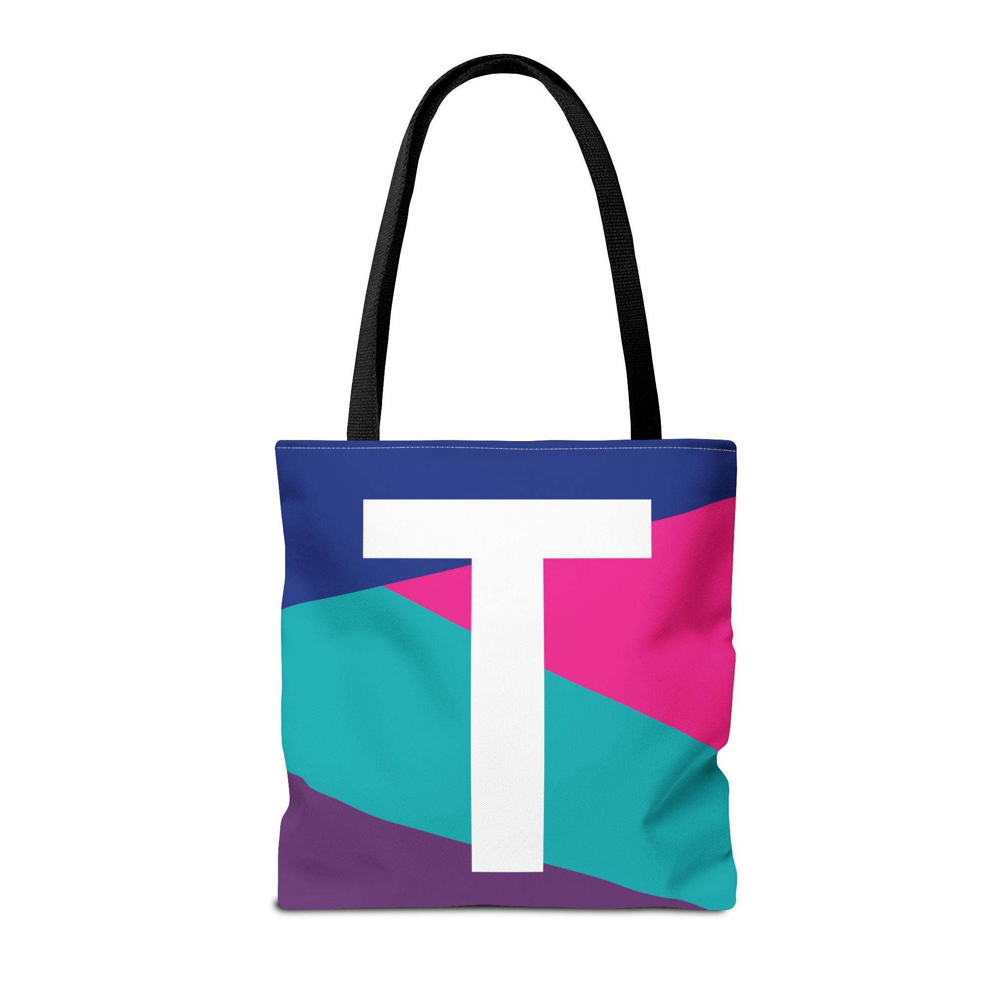 Monogram 'T' Colorblock Tote Bag — Personalized Initial T Shoulder Tote