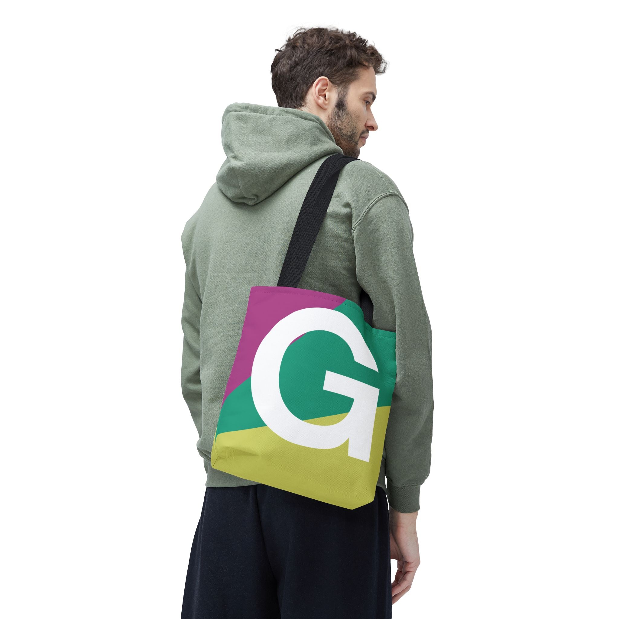 Monogram 'G' Colorblock Tote Bag — Personalized Initial G Shoulder Tote