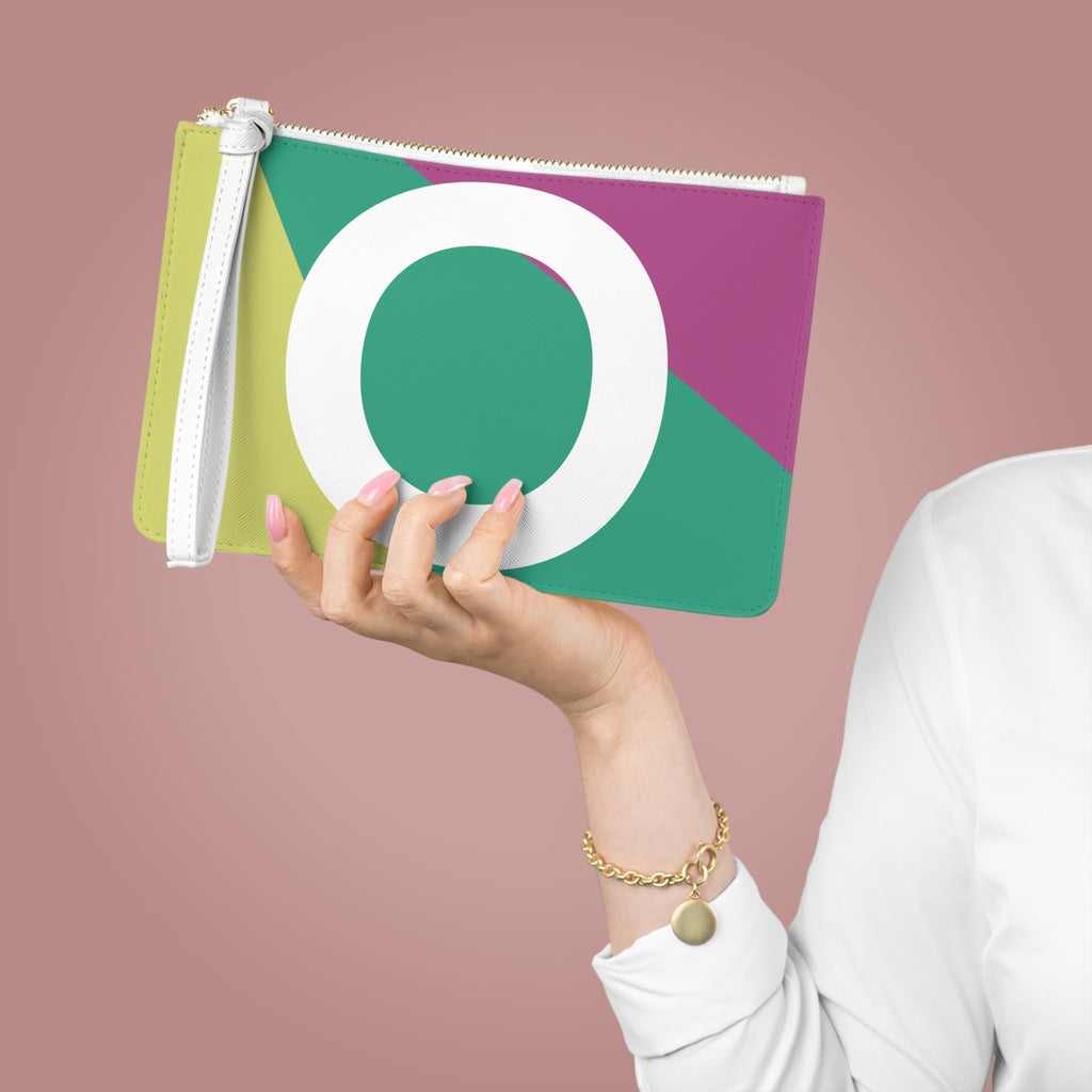 Monogram 'O' Colorblock Clutch Bag — Bold Geometric Wristlet for Everyday & Gifts