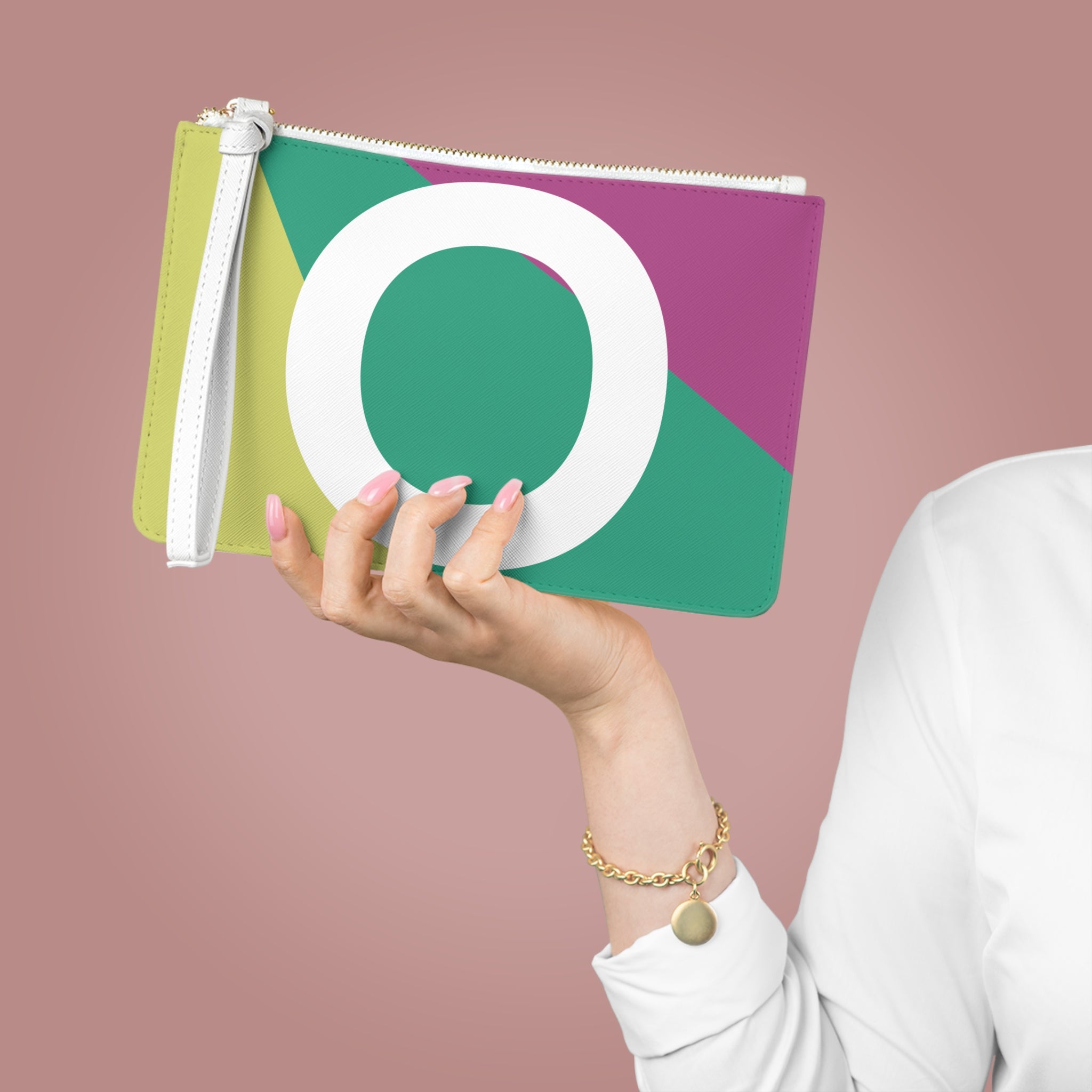 Monogram 'O' Colorblock Clutch Bag — Bold Geometric Wristlet for Everyday & Gifts