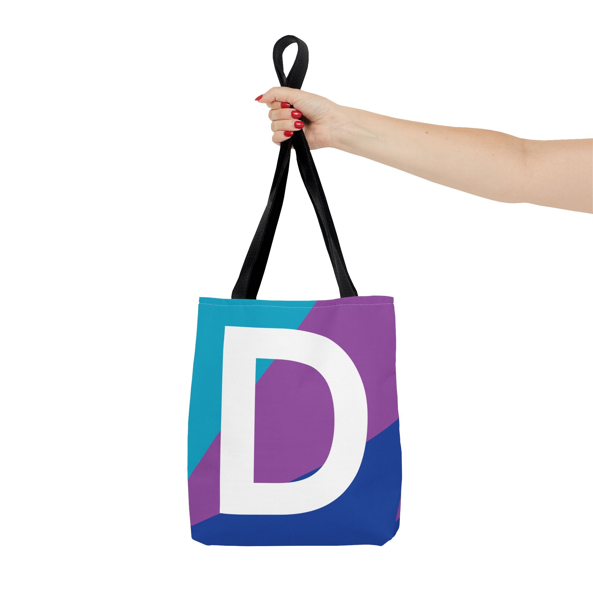 Monogram 'D' Colorblock Tote Bag — Personalized Initial D Shoulder Tote
