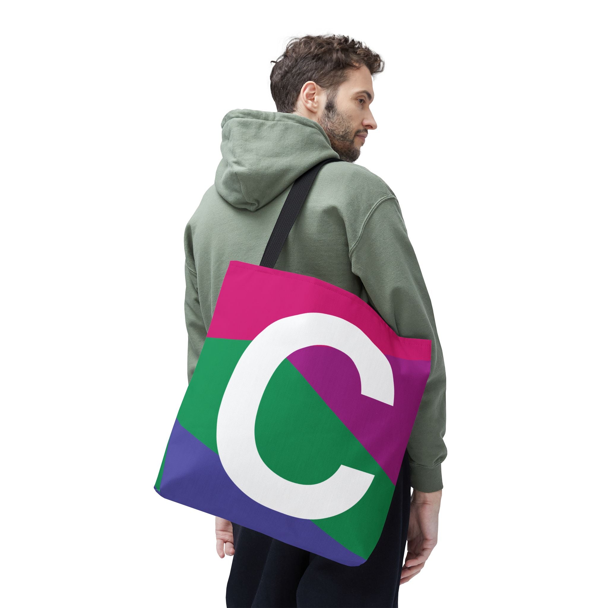 Monogram 'C' Colorblock Tote Bag — Personalized Initial C Shoulder Tote