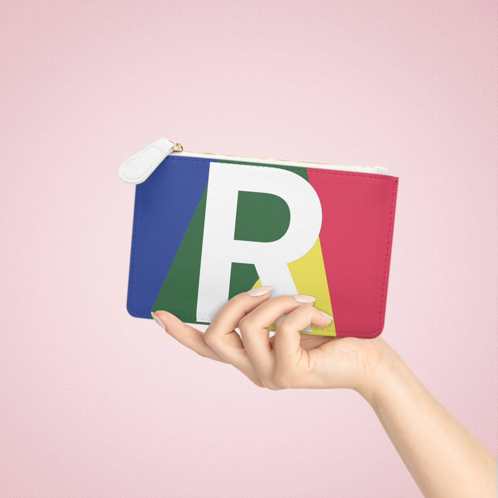 Initial R Mini Clutch — Colorblock Monogram Wristlet Wallet