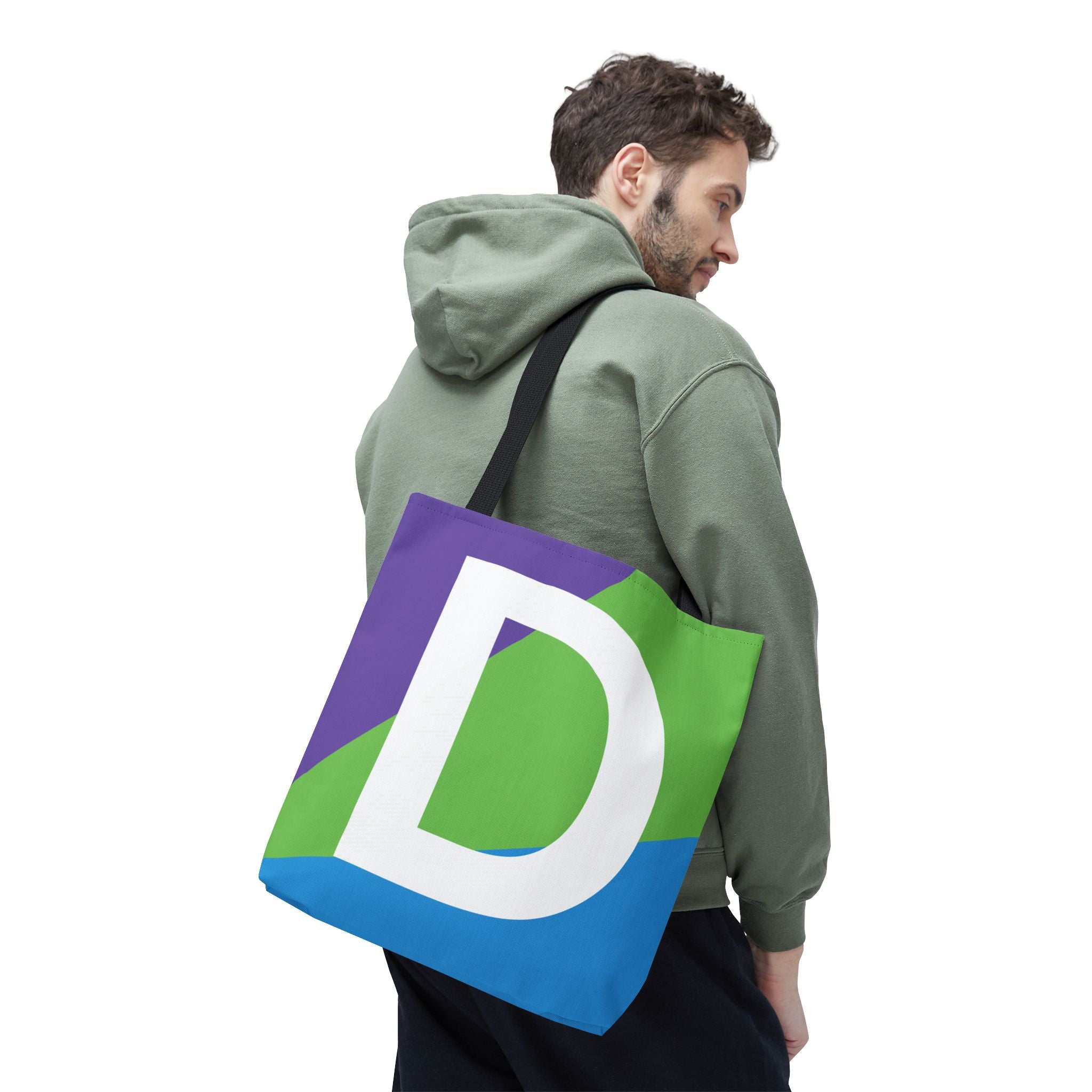 Monogram 'D' Colorblock Tote Bag — Personalized Initial D Shoulder Tote