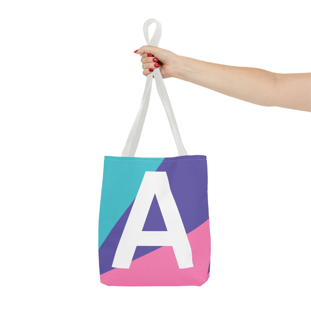 Monogram 'A' Colorblock Tote Bag — Personalized Initial A Shoulder Tote