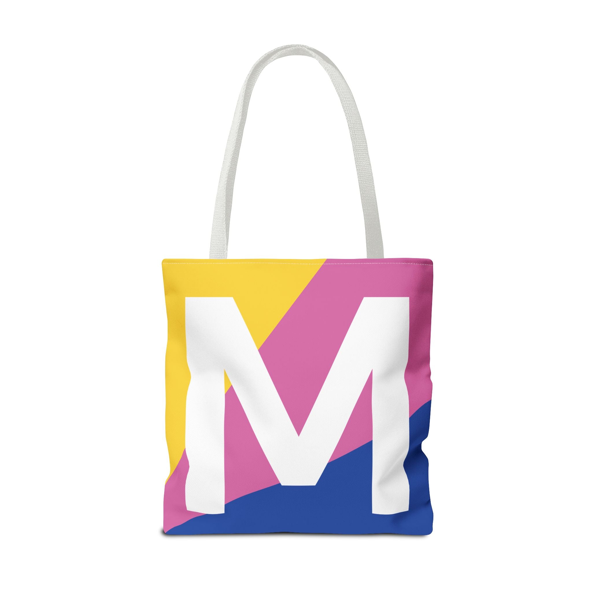 Monogram 'M' Colorblock Tote Bag — Personalized Initial M Shoulder Tote