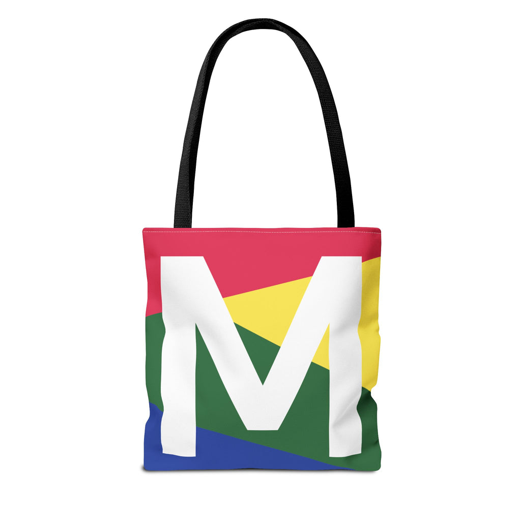 Monogram 'M' Colorblock Tote Bag — Personalized Initial M Shoulder Tote