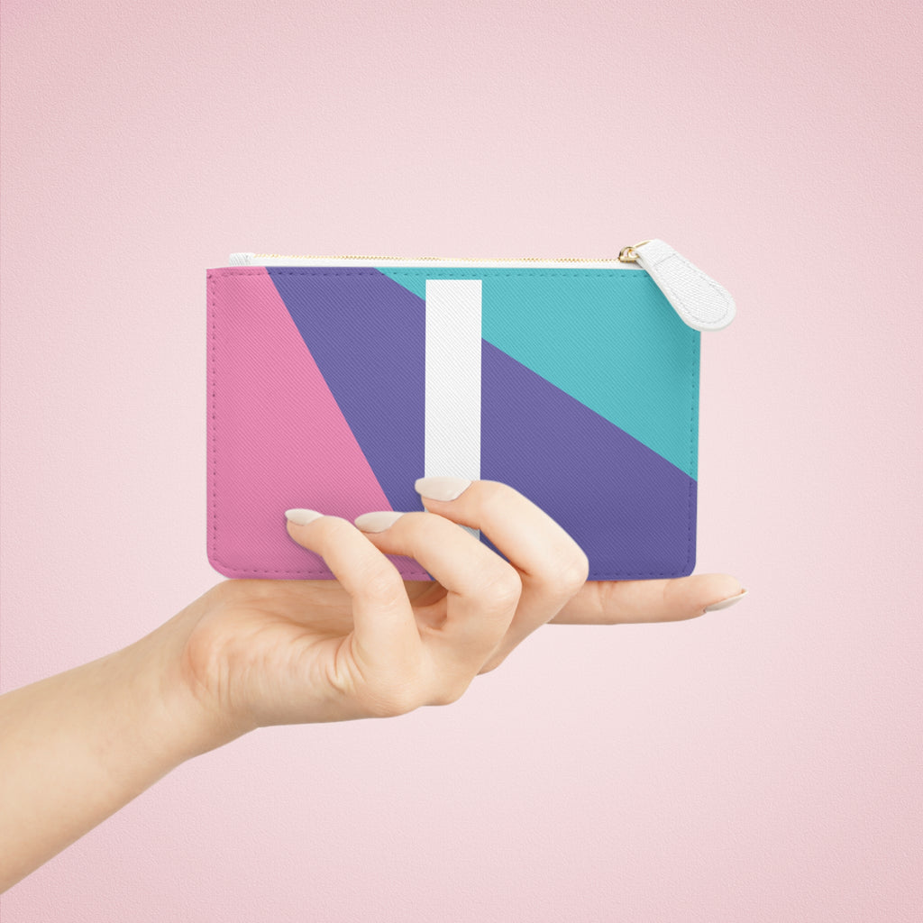 Initial I Mini Clutch — Colorblock Monogram Wristlet Wallet