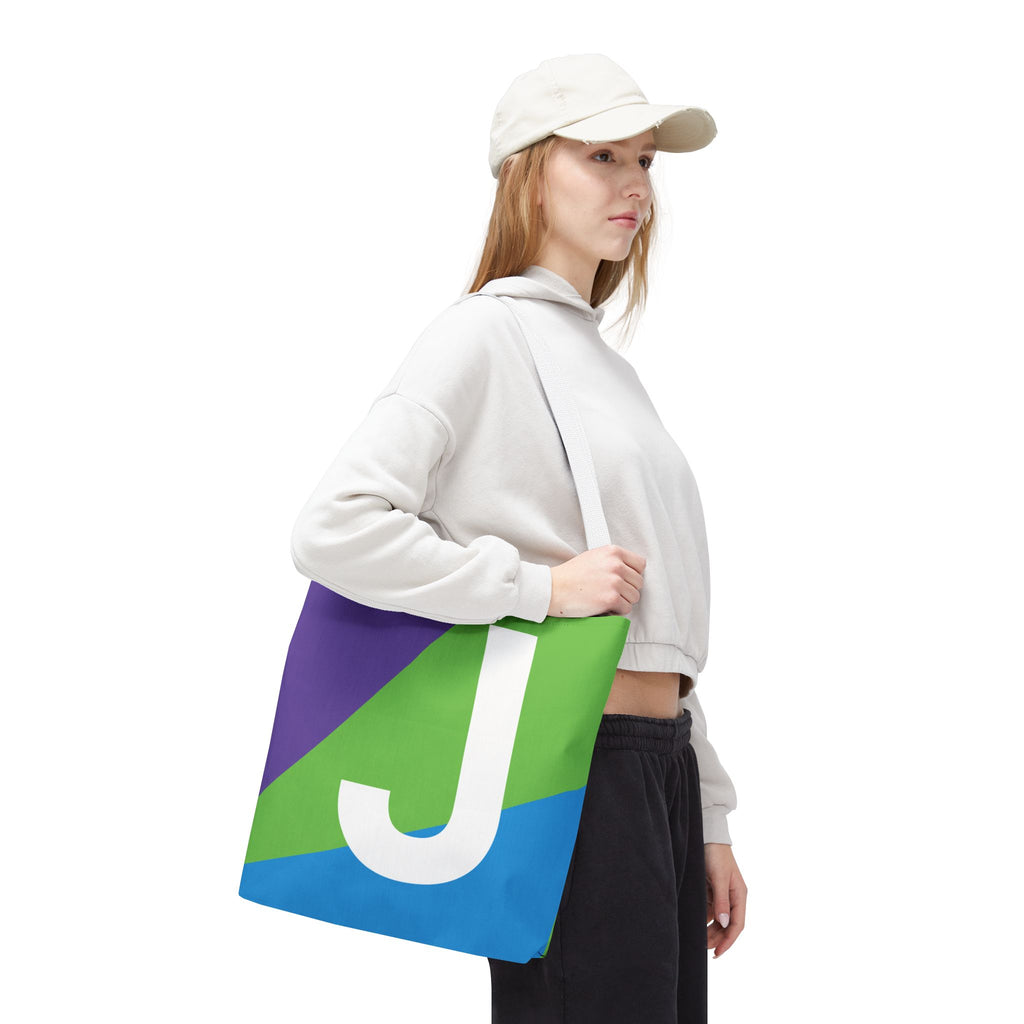 Monogram 'J' Colorblock Tote Bag — Personalized Initial J Shoulder Tote