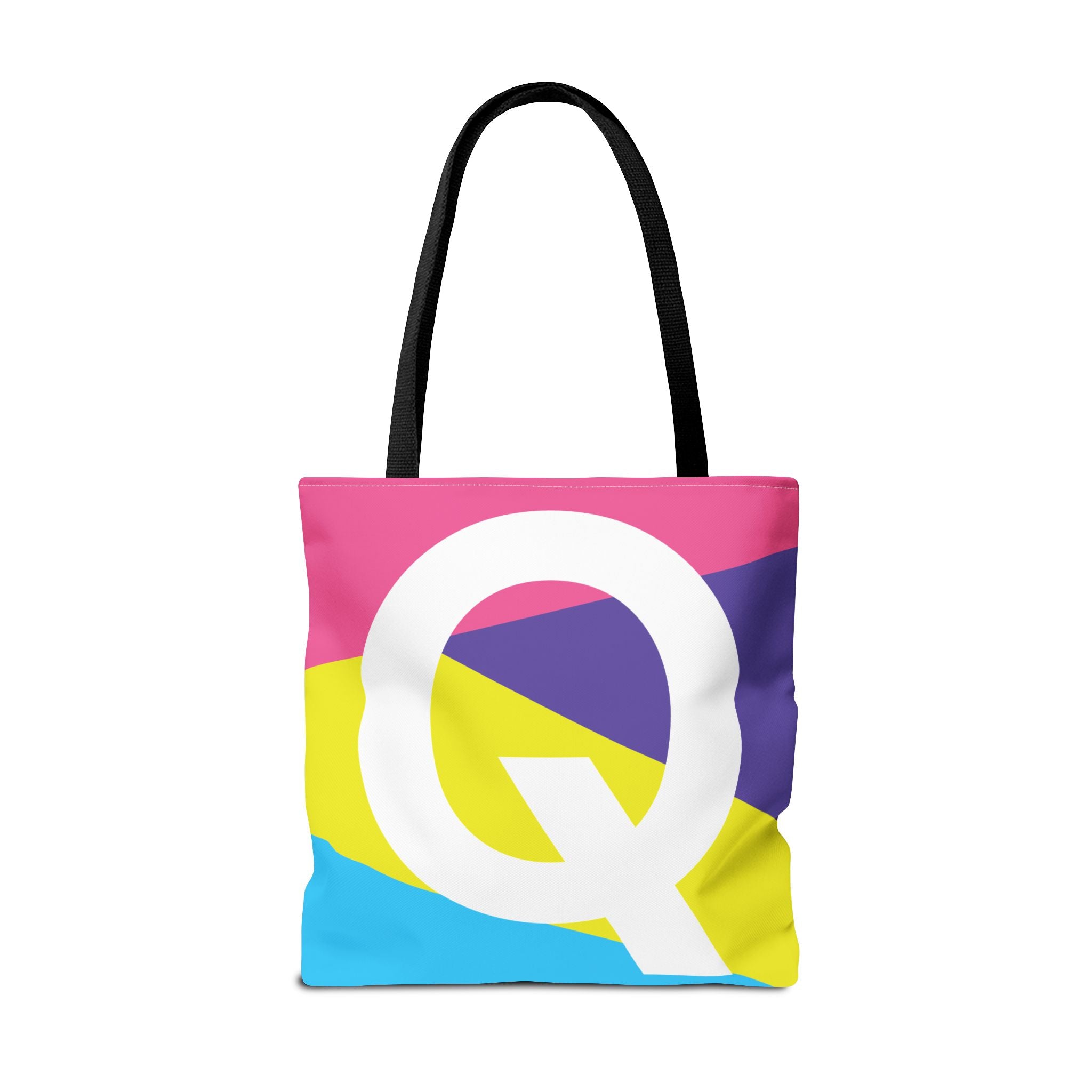Monogram 'Q' Colorblock Tote Bag — Personalized Initial Q Shoulder Tote