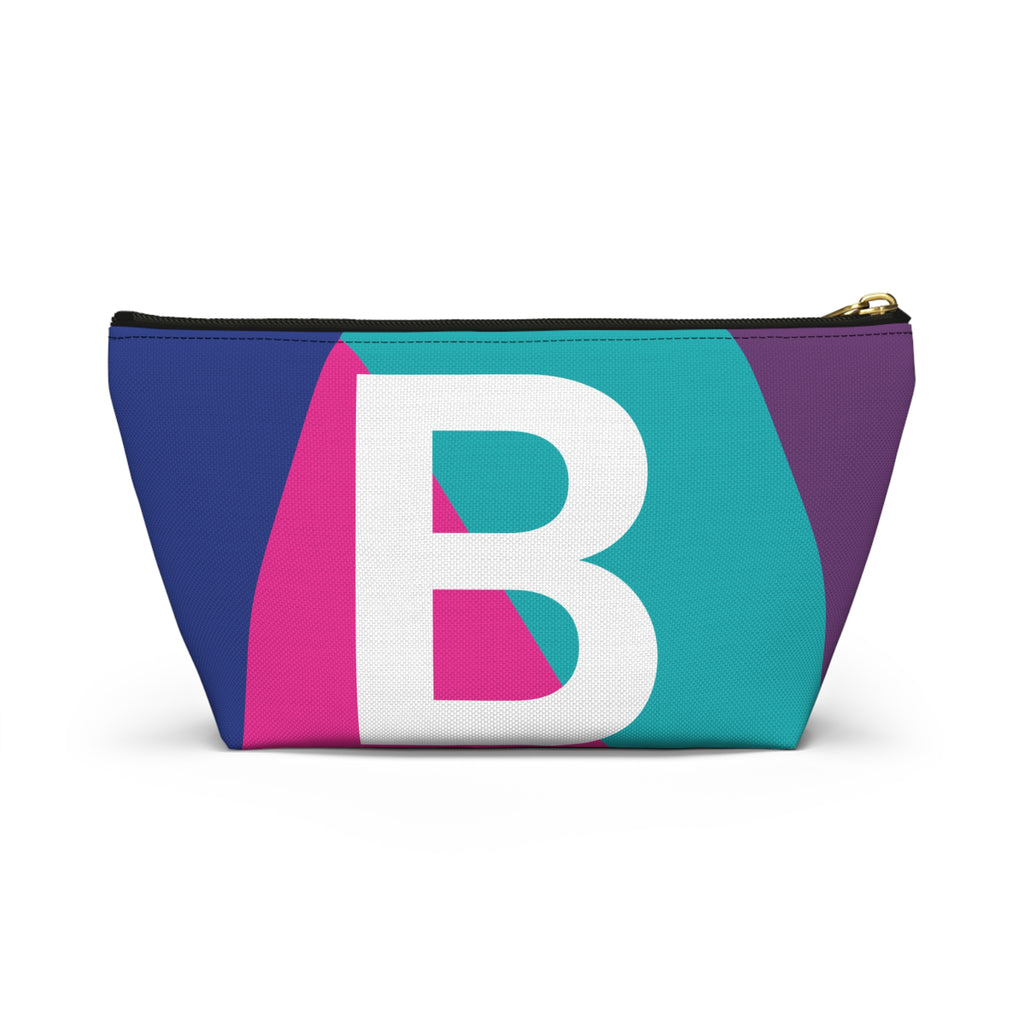 Initials Colorblock Accessory Pouch — Monogram B T-Bottom Cosmetic Bag