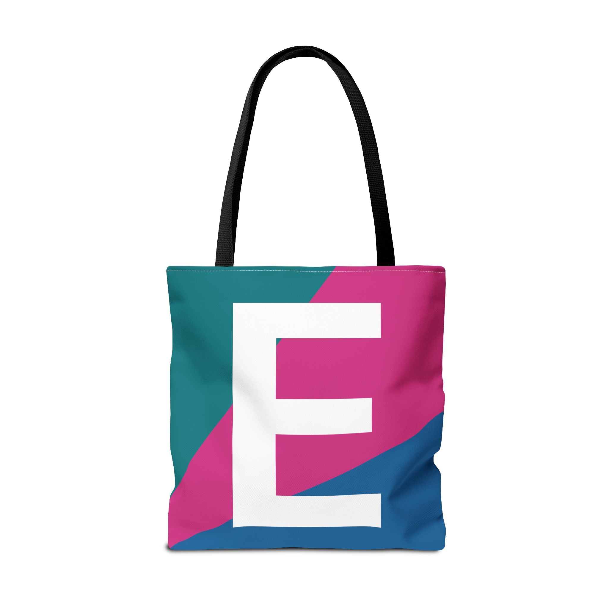 Monogram 'E' Colorblock Tote Bag — Personalized Initial E Shoulder Tote