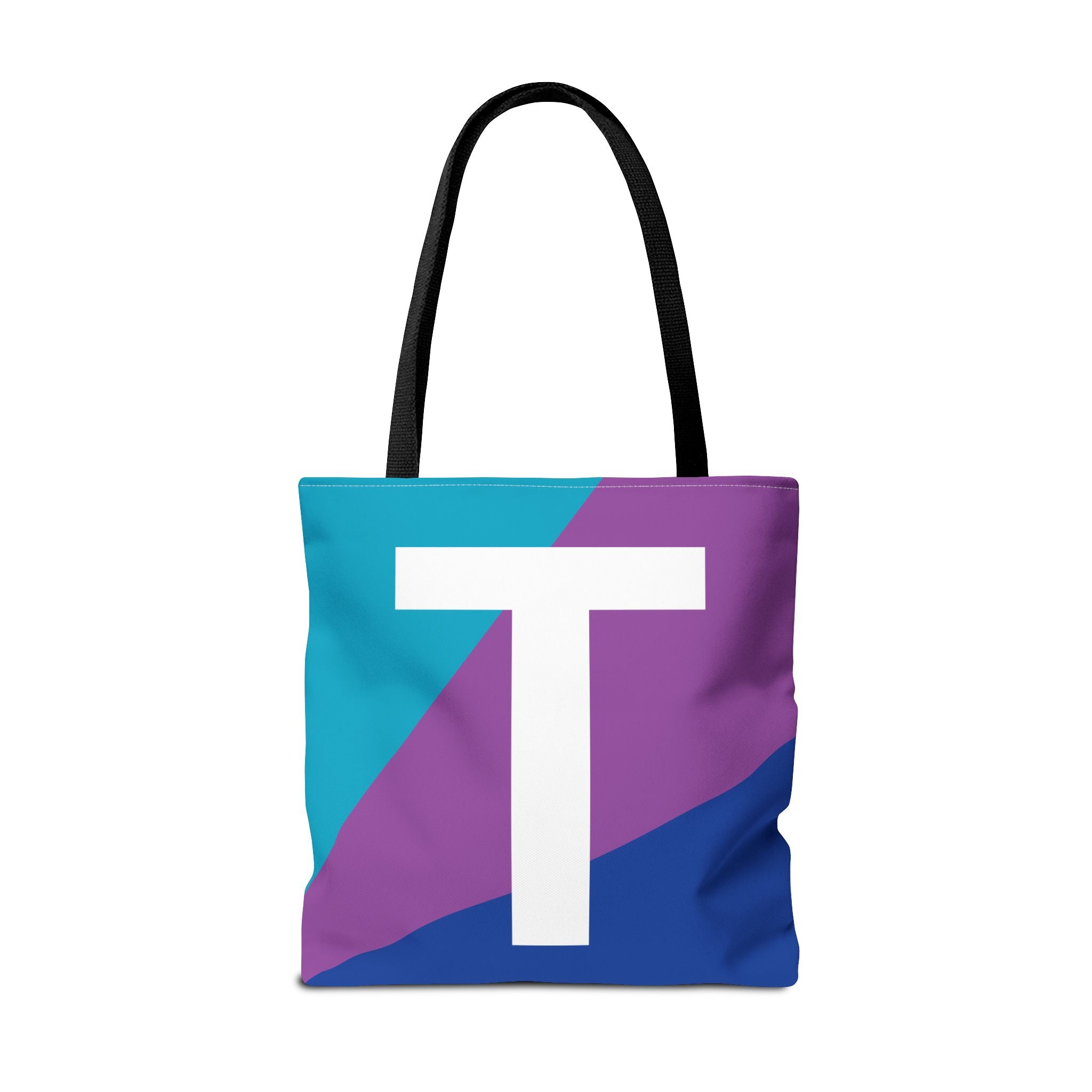 Monogram 'T' Colorblock Tote Bag — Personalized Initial T Shoulder Tote