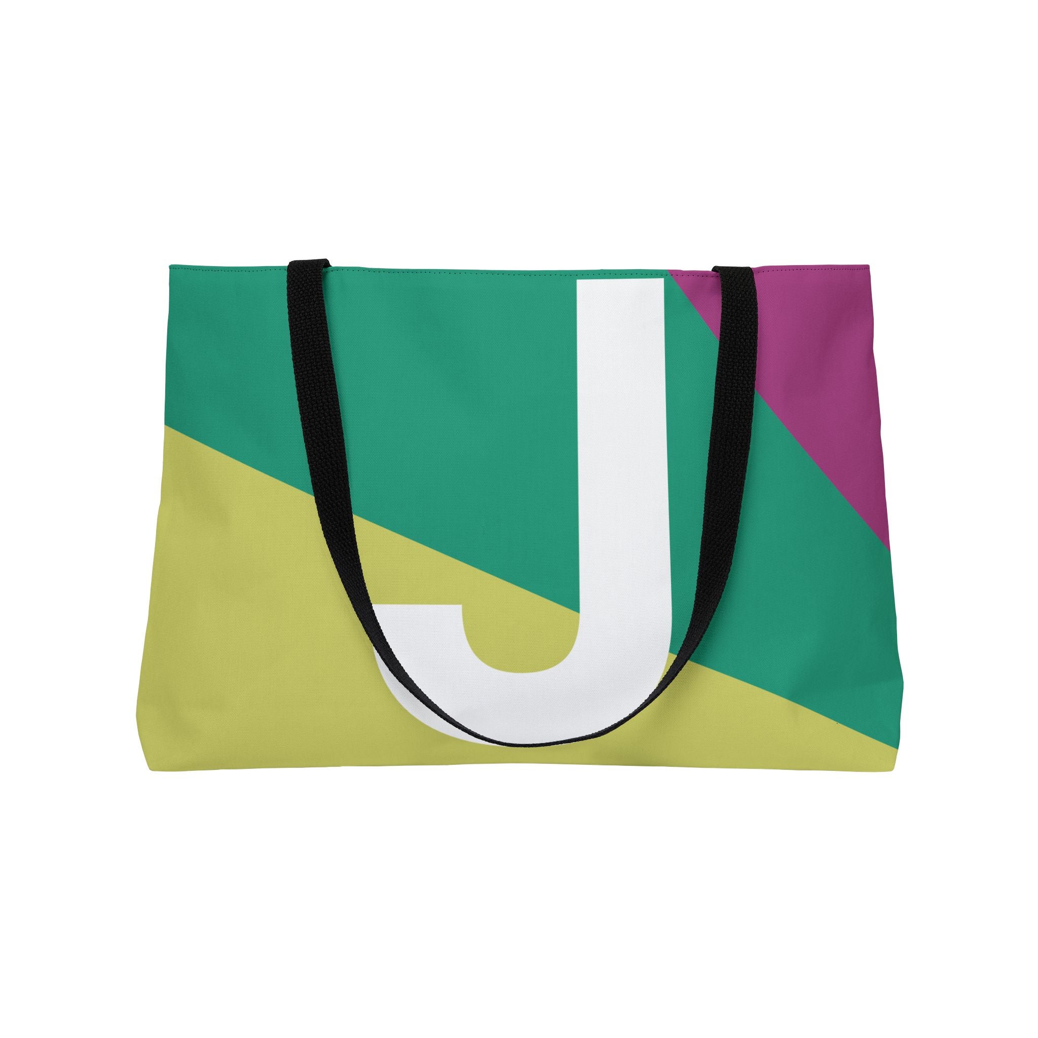 Personalized 'J' Colorblock Tote Bag — Monogram Weekender Tote
