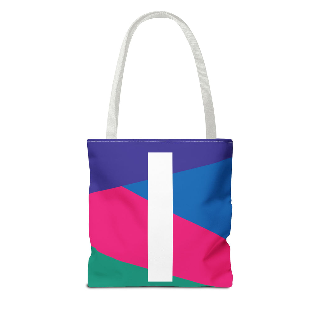 Monogram 'I' Colorblock Tote Bag — Personalized Initial I Shoulder Tote