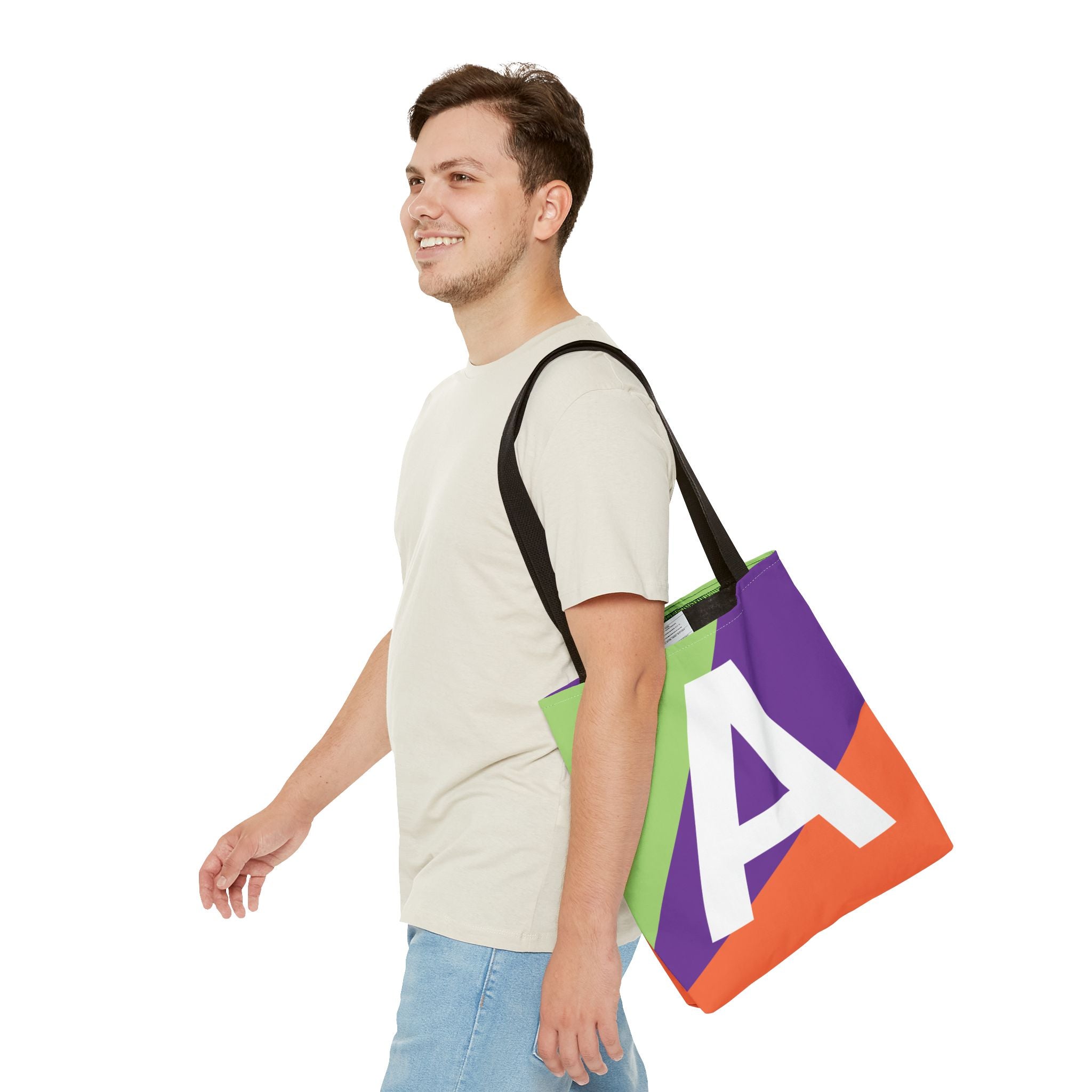 Monogram 'A' Colorblock Tote Bag — Personalized Initial A Shoulder Tote