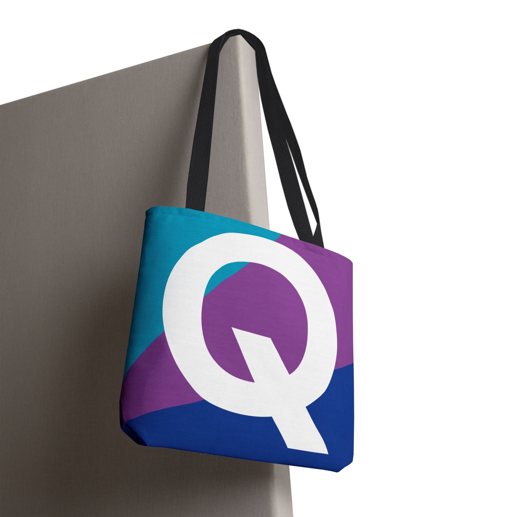 Monogram 'Q' Colorblock Tote Bag — Personalized Initial Q Shoulder Tote