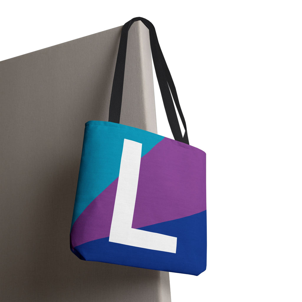 Monogram 'L' Colorblock Tote Bag — Personalized Initial L Shoulder Tote