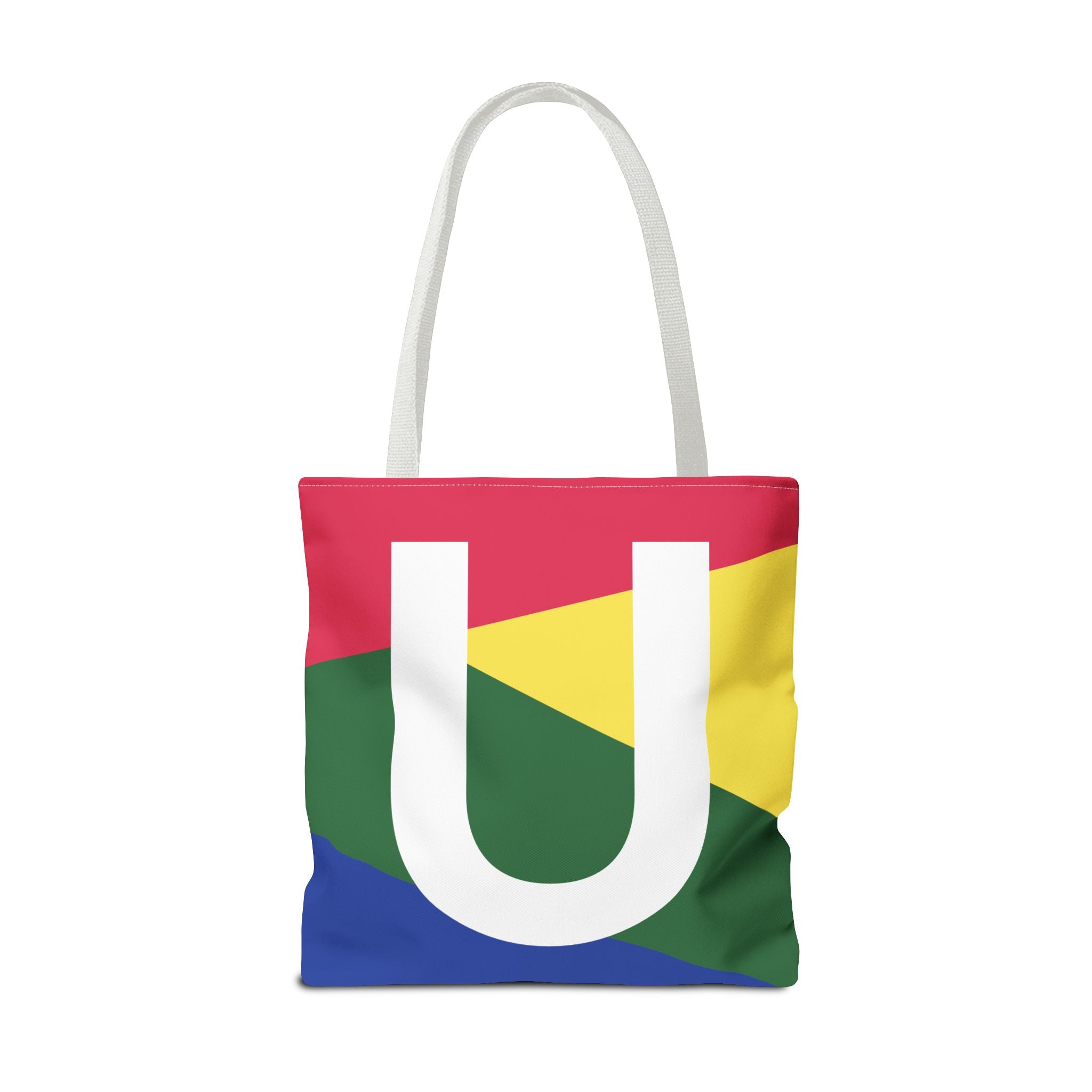 Monogram 'U' Colorblock Tote Bag — Personalized Initial U Shoulder Tote
