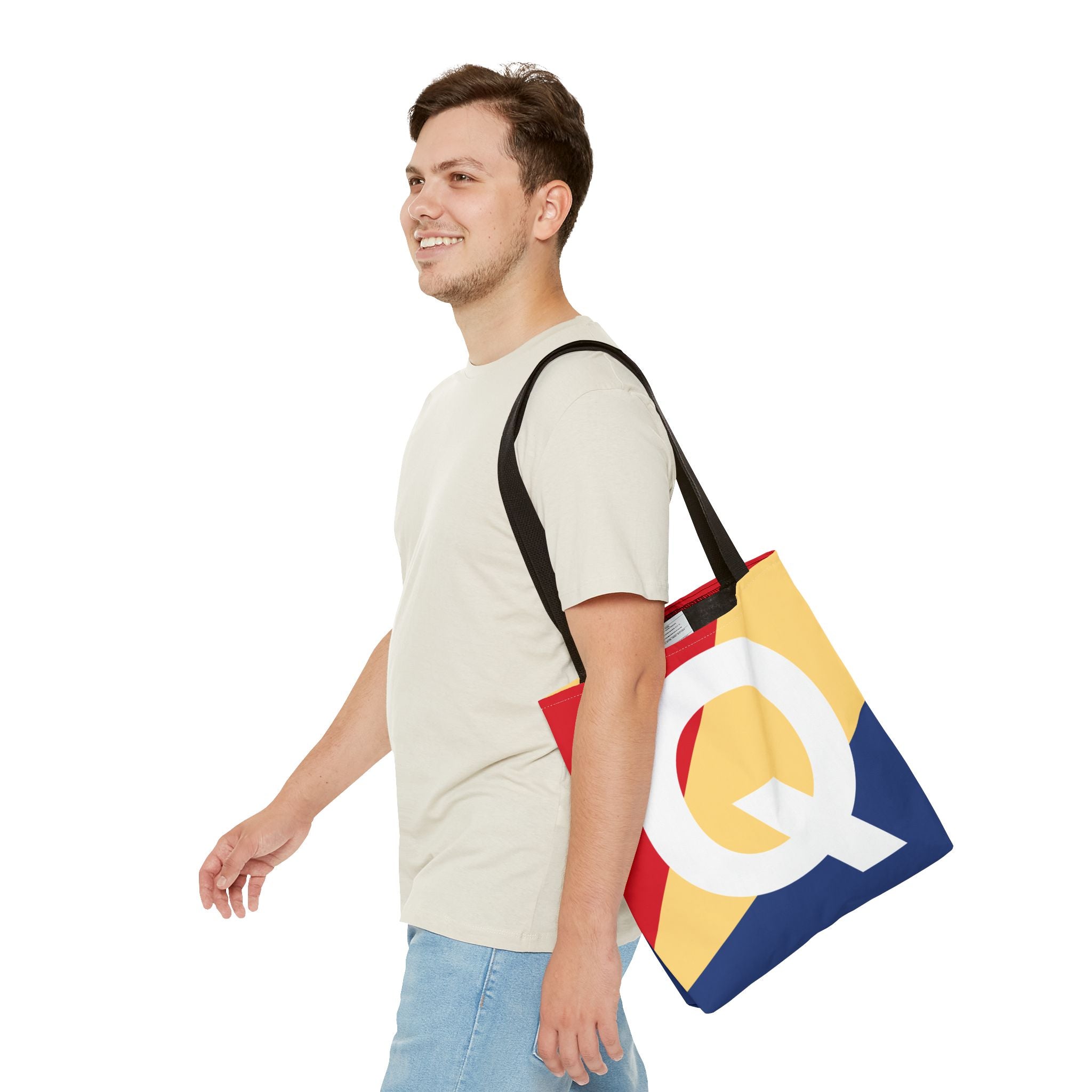 Monogram 'Q' Colorblock Tote Bag — Personalized Initial Q Shoulder Tote