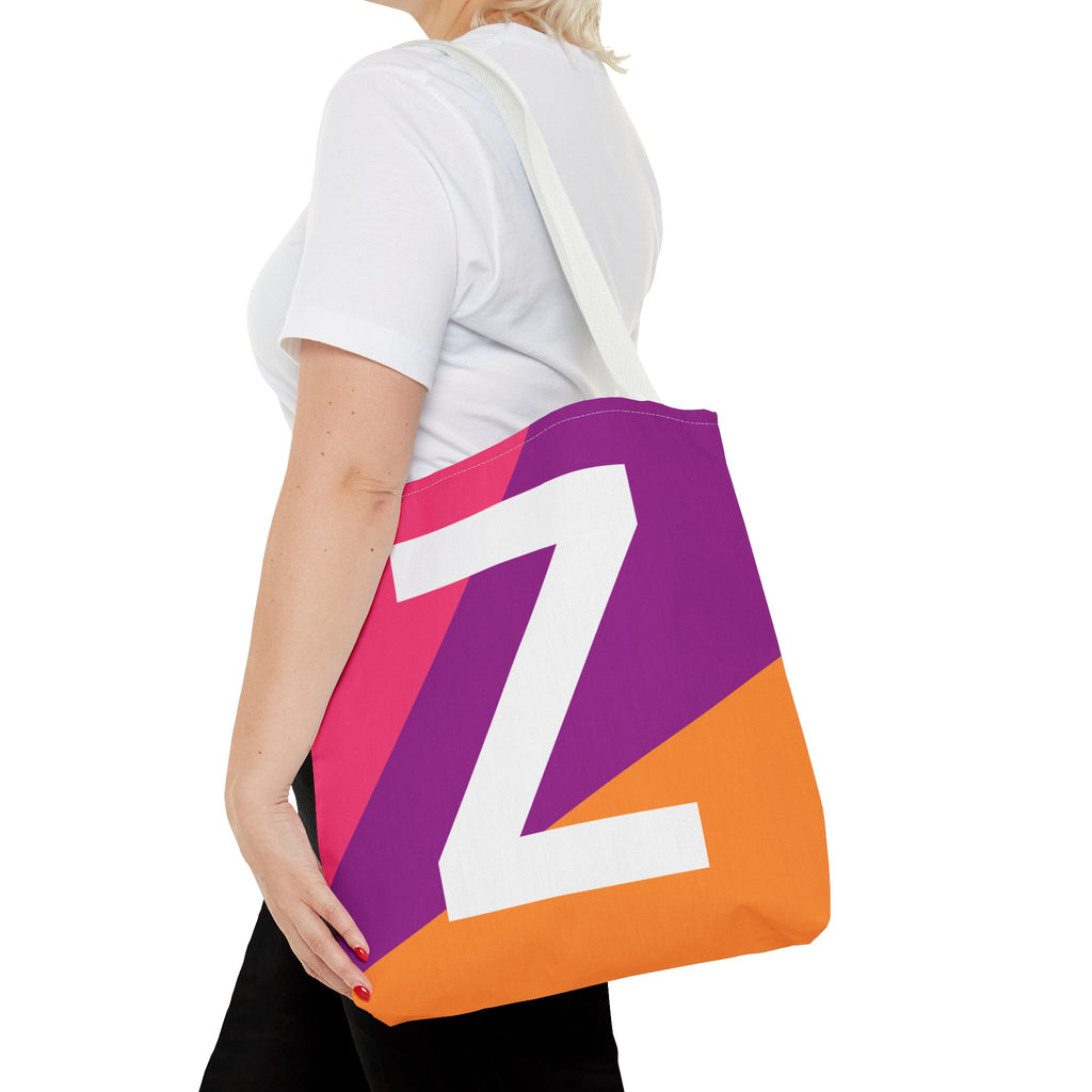 Monogram 'Z' Colorblock Tote Bag — Personalized Initial Z Shoulder Tote