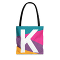 Monogram 'K' Colorblock Tote Bag — Personalized Initial K Shoulder Tote