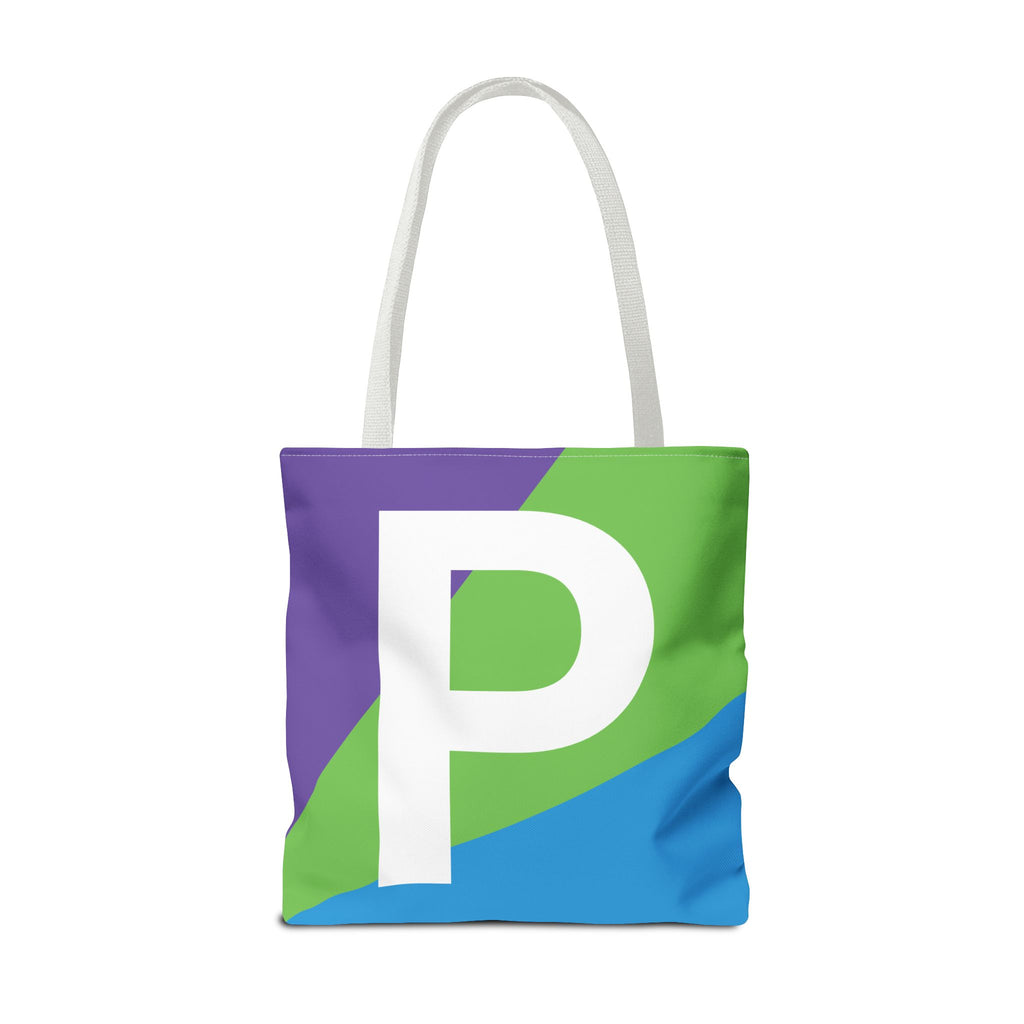 Monogram 'P' Colorblock Tote Bag — Personalized Initial P Shoulder Tote
