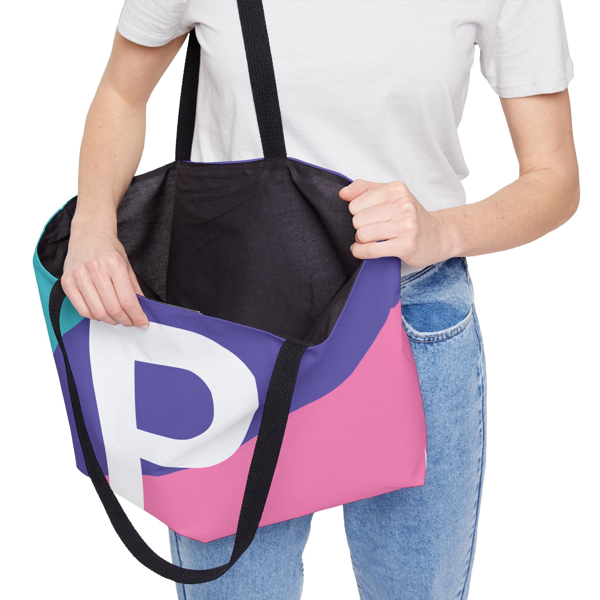 Personalized 'P' Colorblock Tote Bag — Monogram Weekender Tote