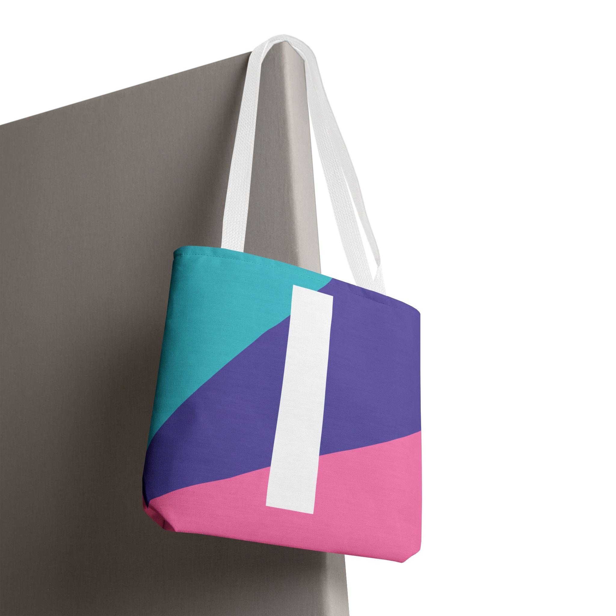 Monogram 'I' Colorblock Tote Bag — Personalized Initial I Shoulder Tote