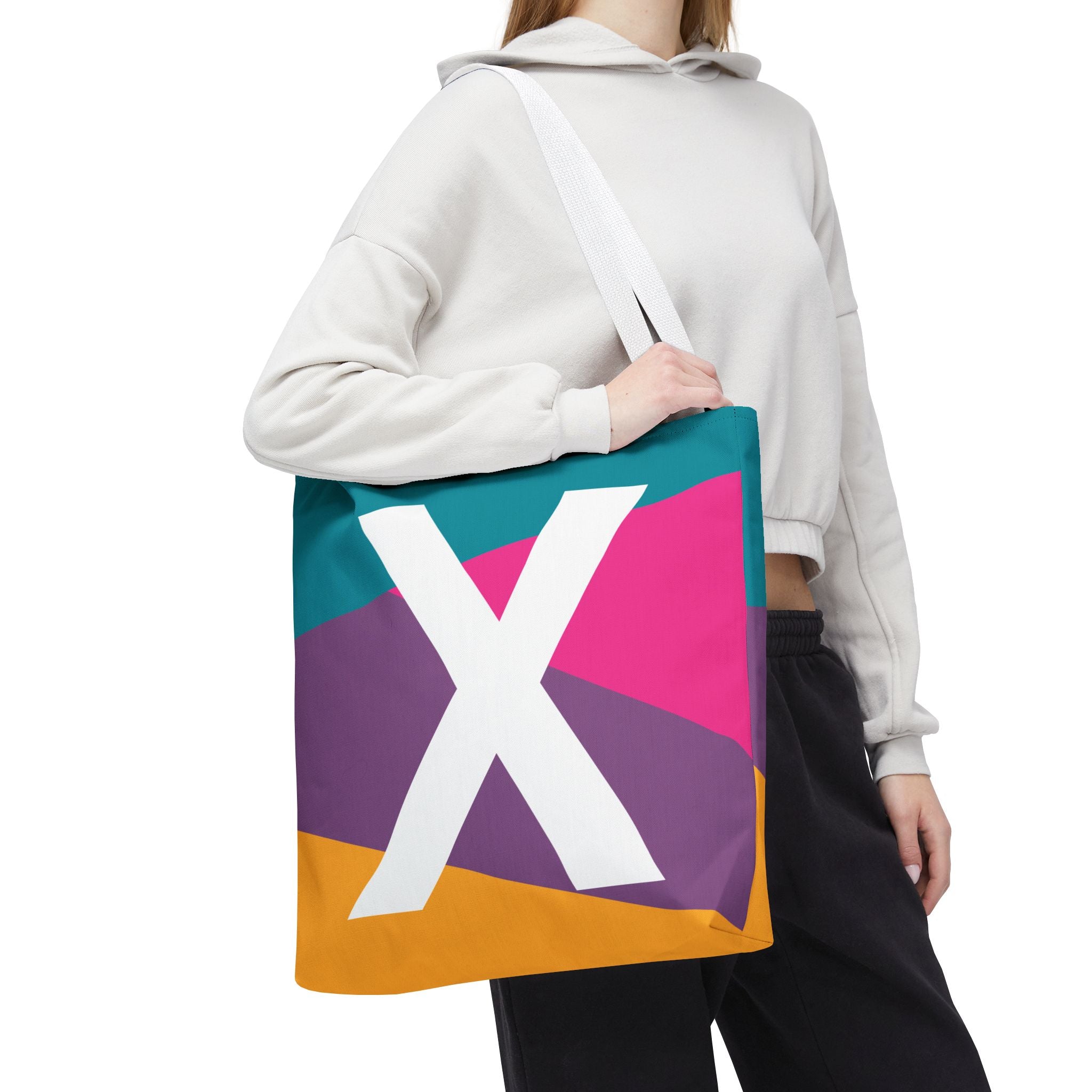 Monogram 'X' Colorblock Tote Bag — Personalized Initial X Shoulder Tote