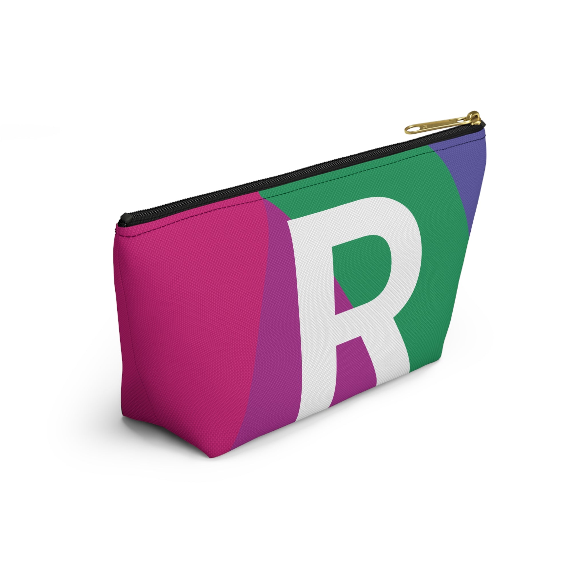 Initials Colorblock Accessory Pouch — Monogram R T-Bottom Cosmetic Bag