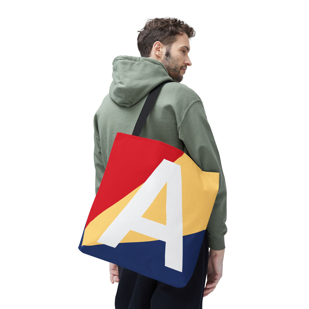 Monogram 'A' Colorblock Tote Bag — Personalized Initial A Shoulder Tote