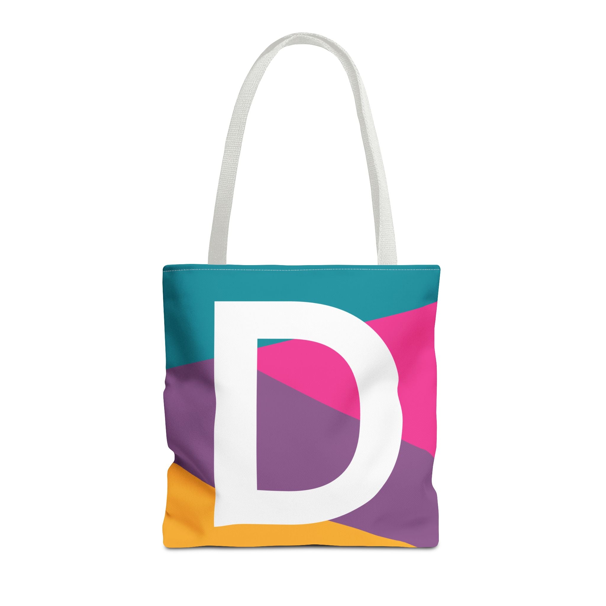 Monogram 'D' Colorblock Tote Bag — Personalized Initial D Shoulder Tote