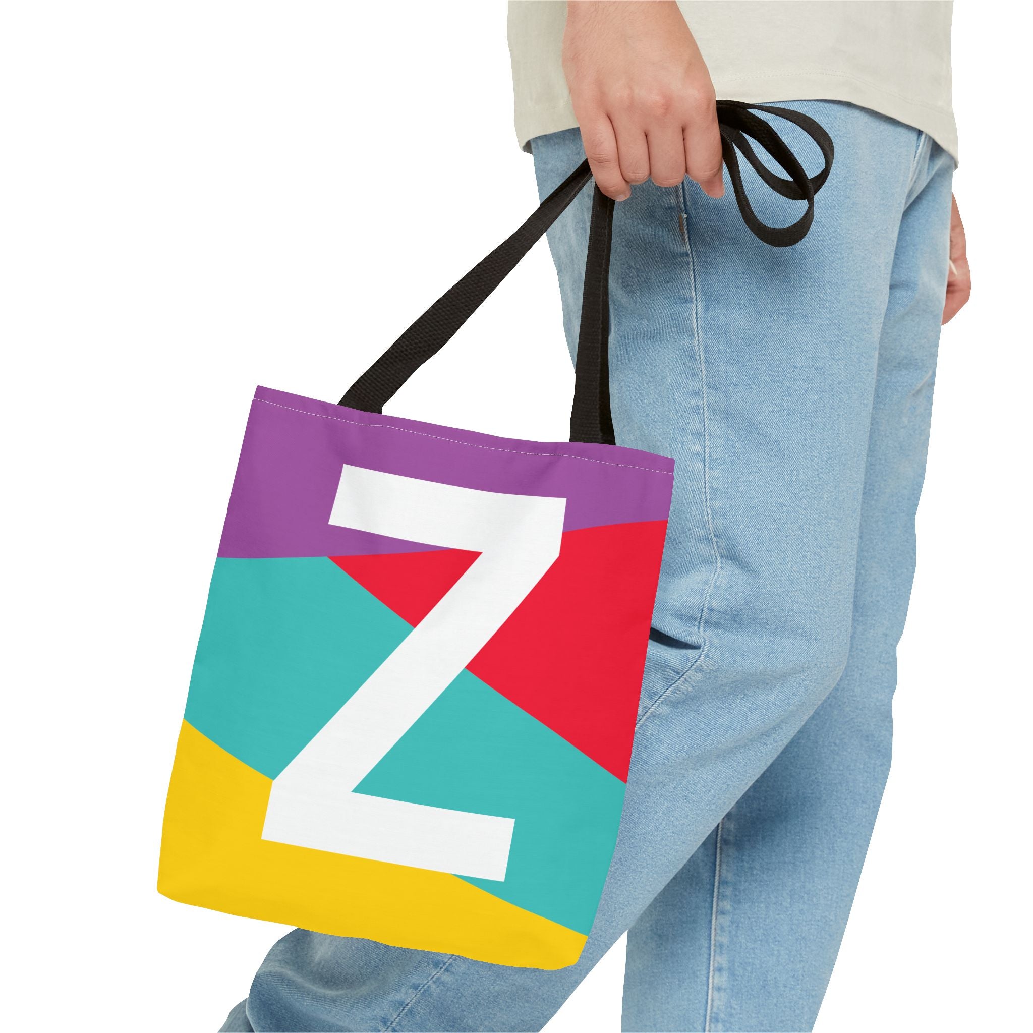 Monogram 'Z' Colorblock Tote Bag — Personalized Initial Z Shoulder Tote