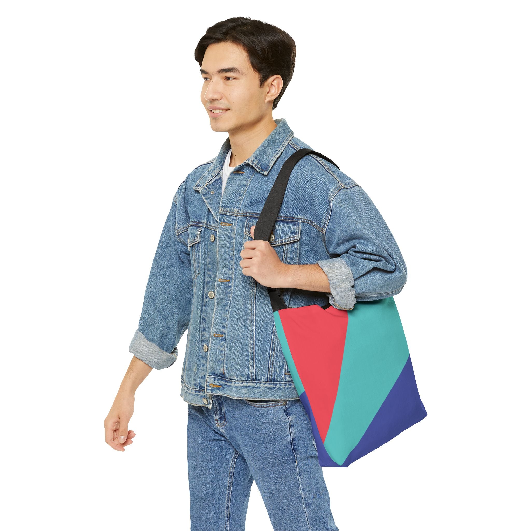 Colorblock Geometric Tote Bag — Adjustable Strap, Bright Abstract Pattern