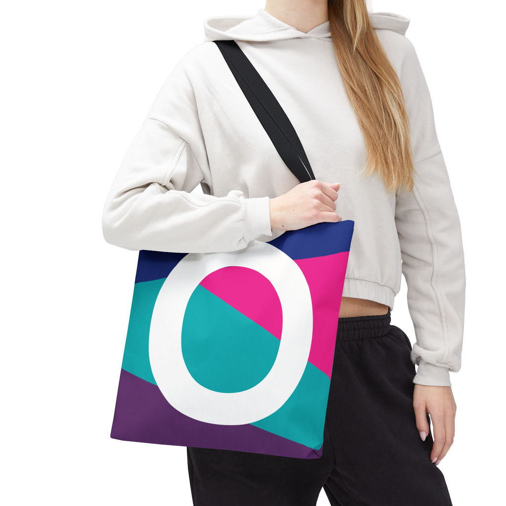 Monogram 'O' Colorblock Tote Bag — Personalized Initial O Shoulder Tote