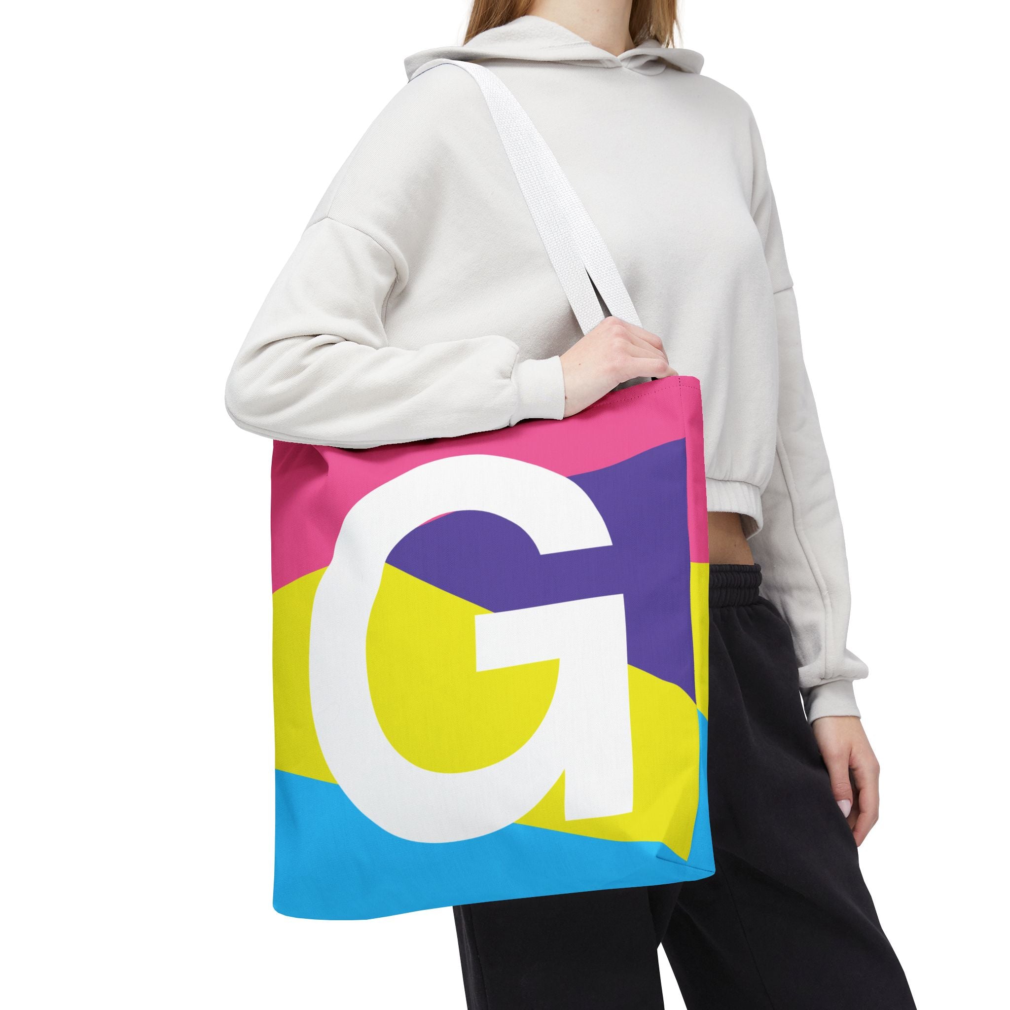 Monogram 'G' Colorblock Tote Bag — Personalized Initial G Shoulder Tote