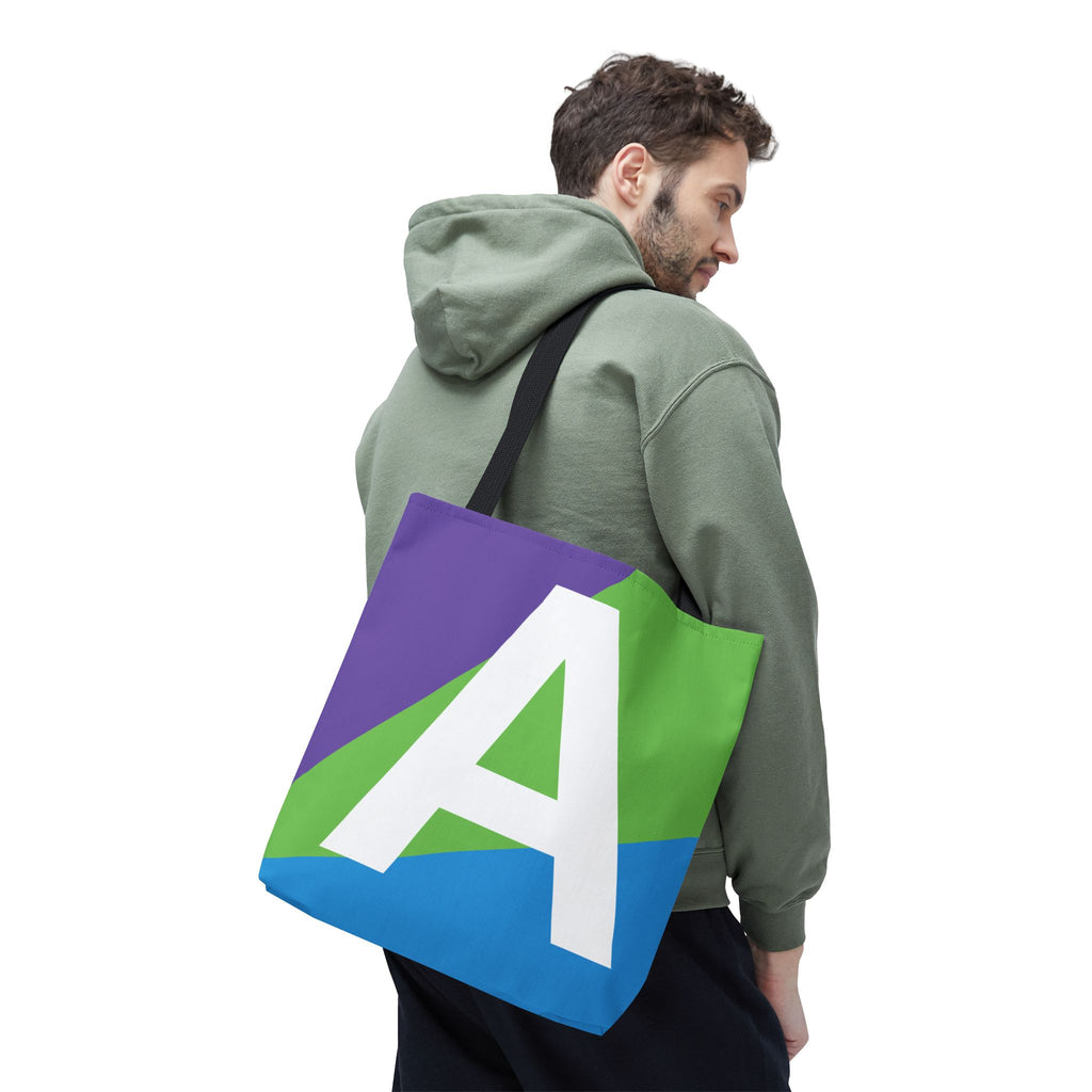 Monogram 'A' Colorblock Tote Bag — Personalized Initial A Shoulder Tote