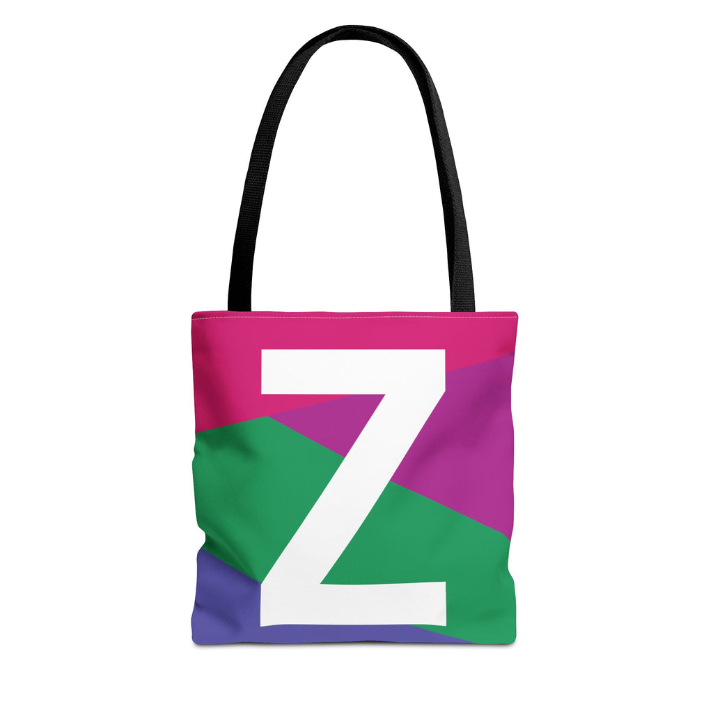 Monogram 'Z' Colorblock Tote Bag — Personalized Initial Z Shoulder Tote