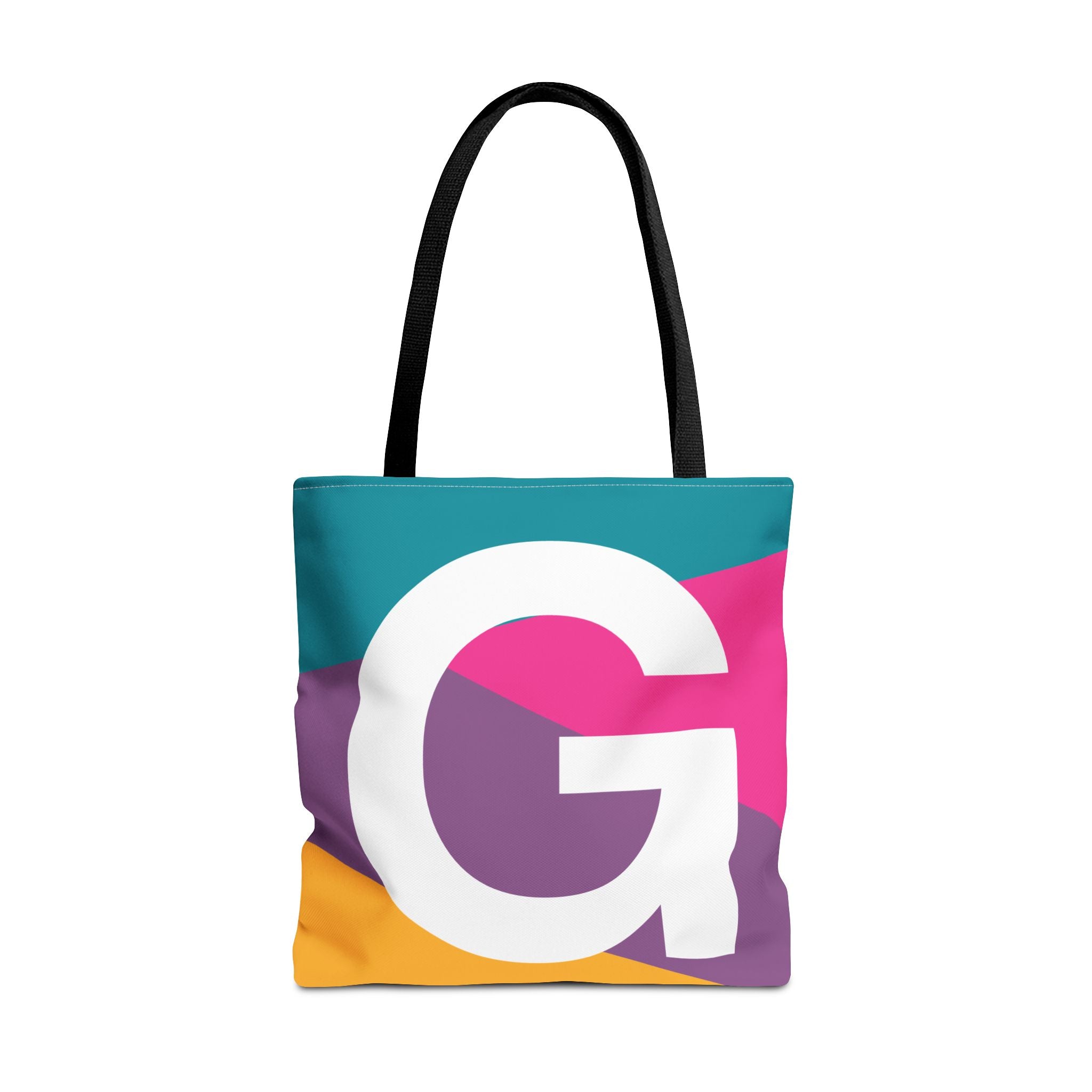 Monogram 'G' Colorblock Tote Bag — Personalized Initial G Shoulder Tote