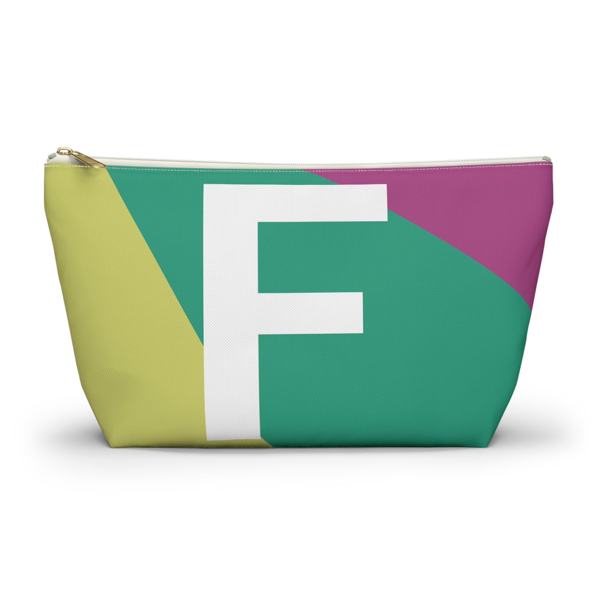 Initials Colorblock Accessory Pouch — Monogram F T-Bottom Cosmetic Bag