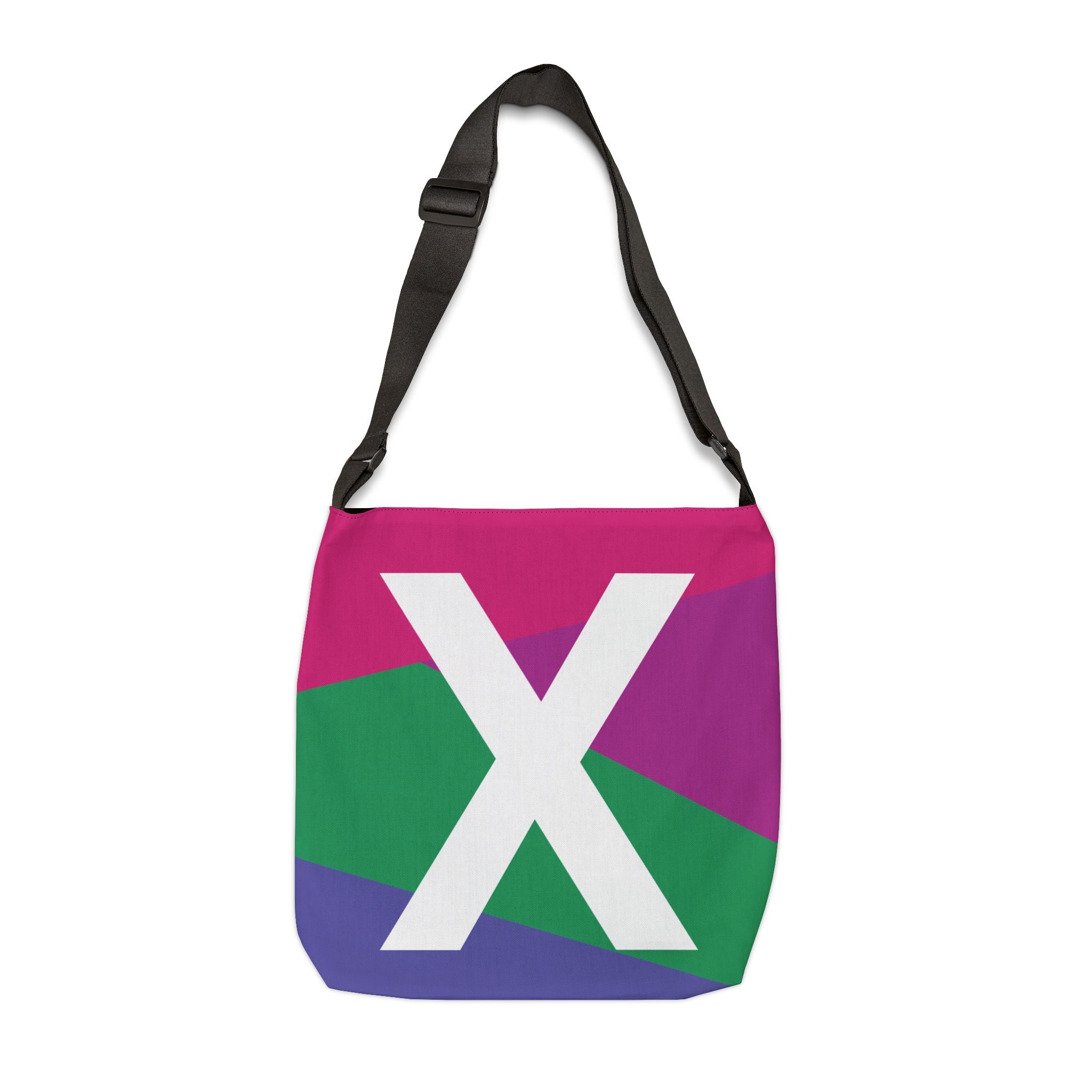 Initial Letter 'X' Colorblock Adjustable Tote Bag — Monogram Alphabet Shoulder Bag