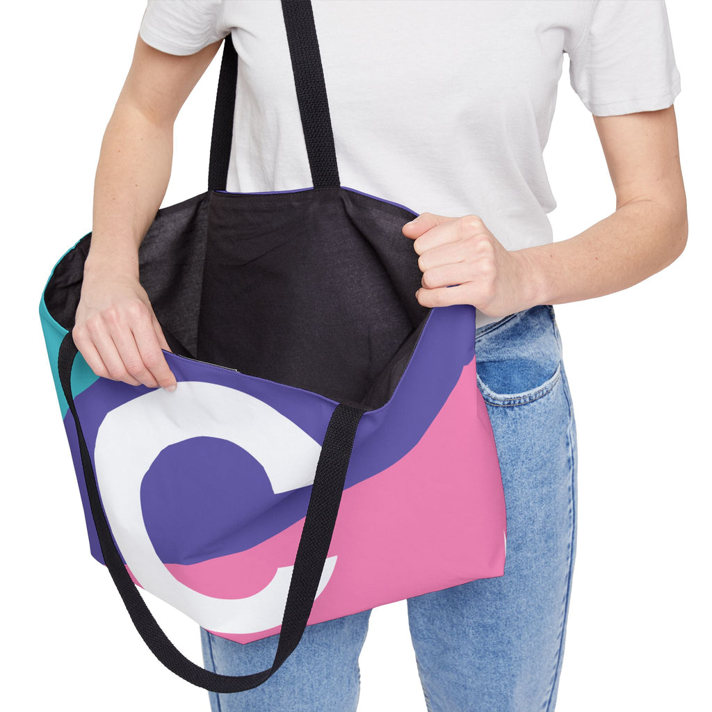 Personalized 'C' Colorblock Tote Bag — Monogram Weekender Tote